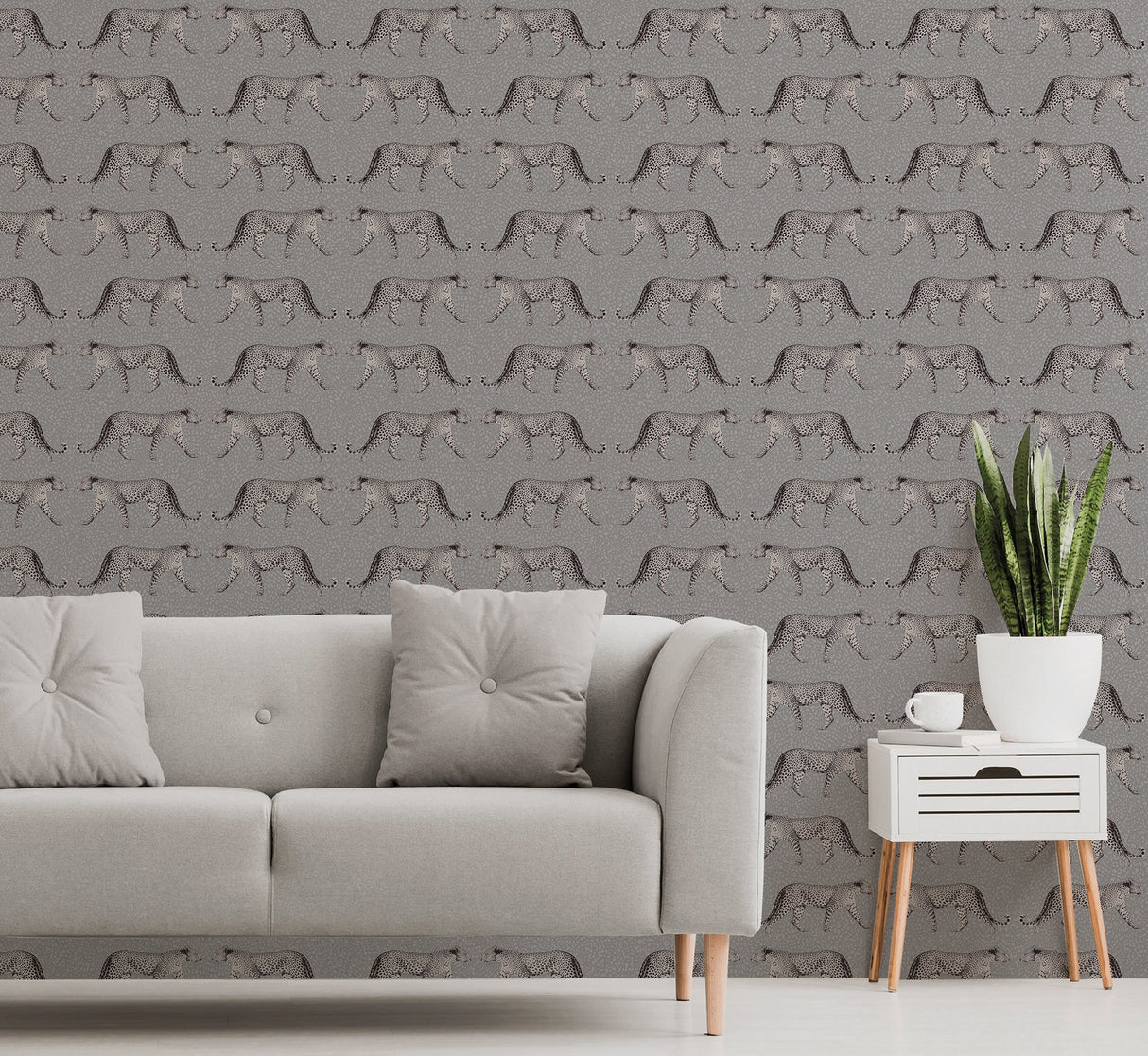 Fine Decor M1495 Glamorous Charcoal Leopard Wallpaper