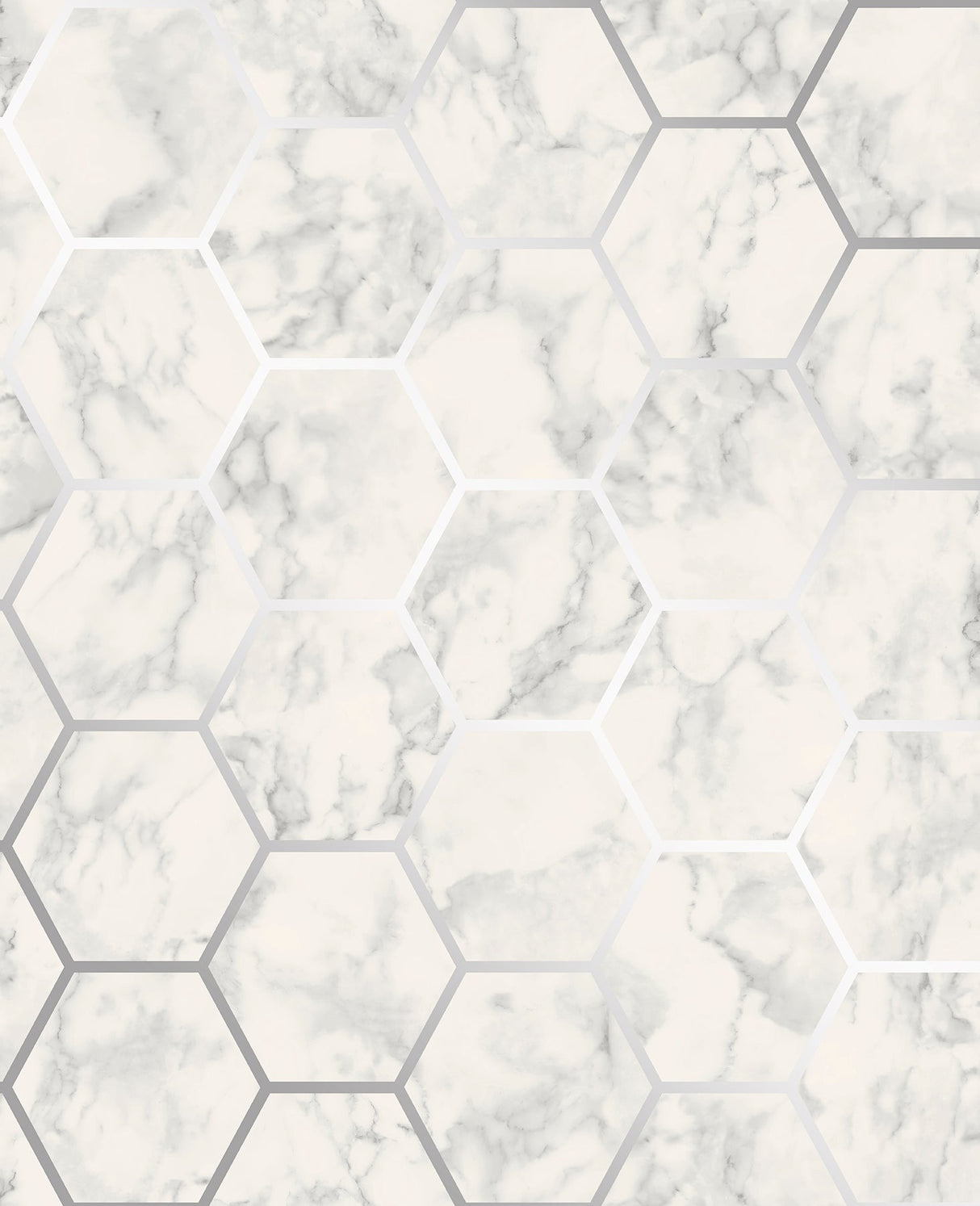 Crown M1505 Margaret Off-White Marble Hexagon Wallpaper