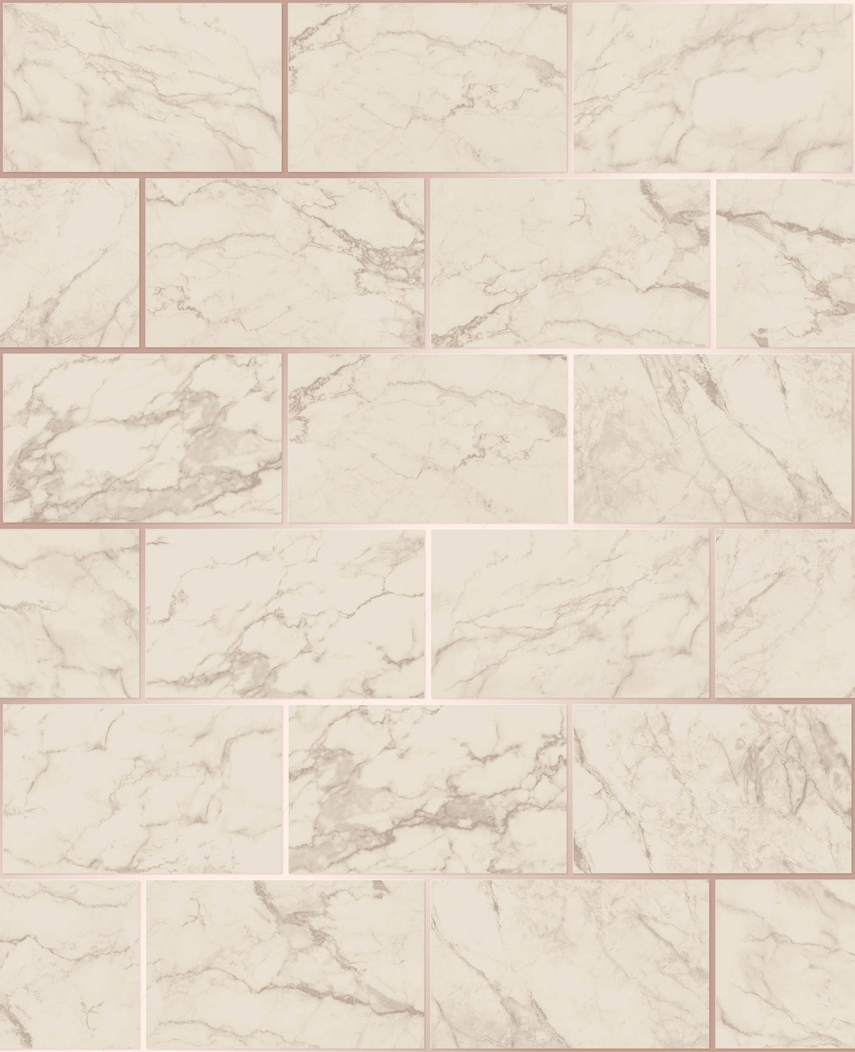 Crown M1510 Mirren Beige Marble Subway Tile Wallpaper