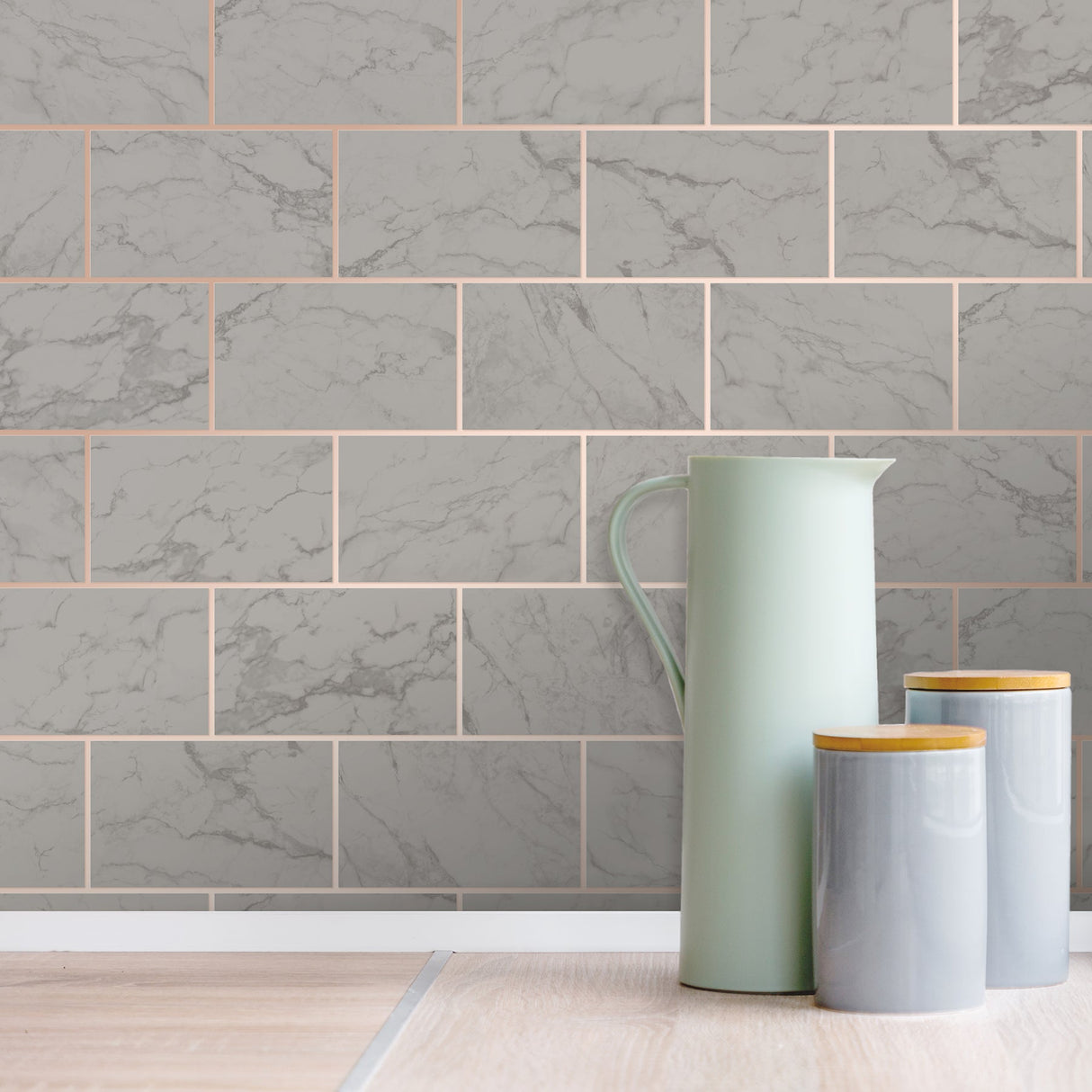 Crown M1511 Mirren Grey Marble Subway Tile Wallpaper