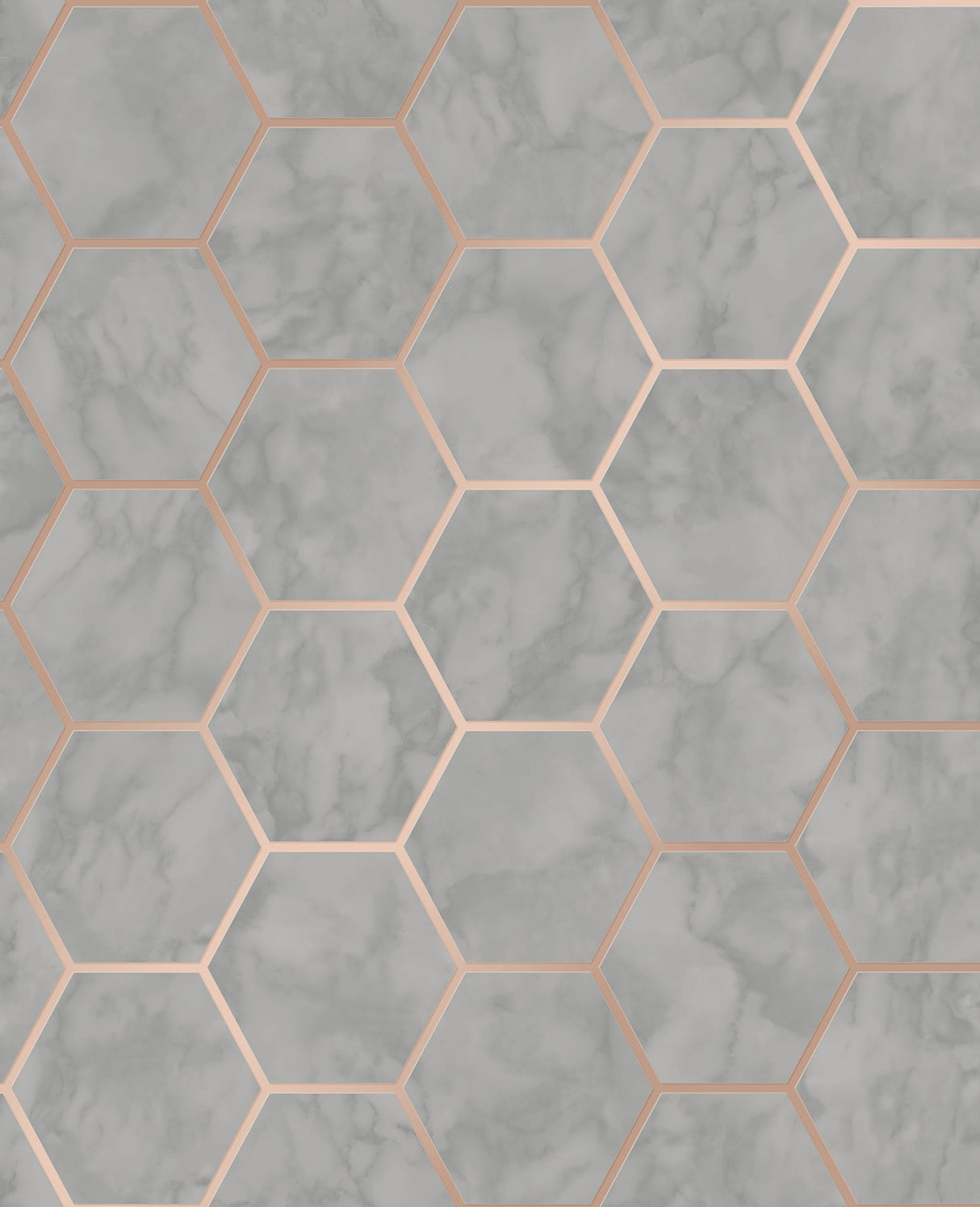 Crown M1513 Margaret Grey Marble Hexagon Wallpaper