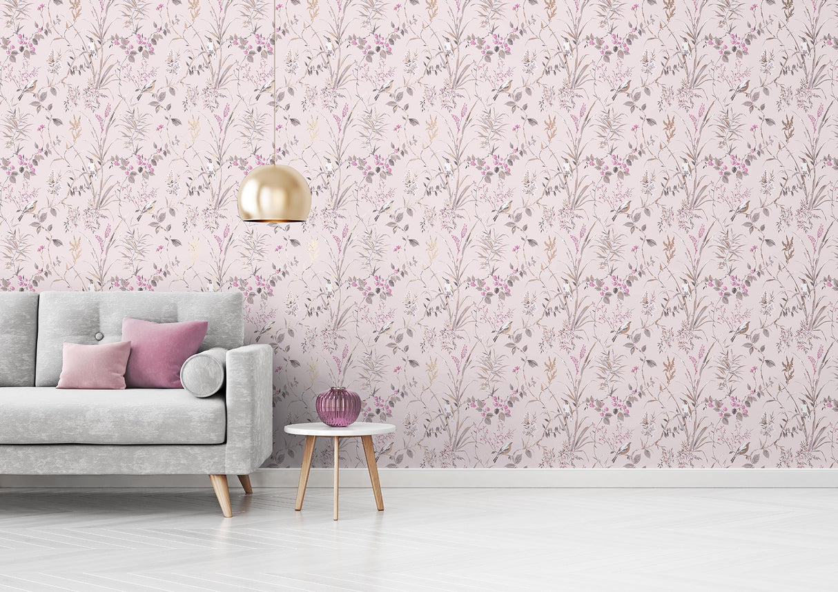 Fine Decor M1553 Mariko Blush Floral Wallpaper