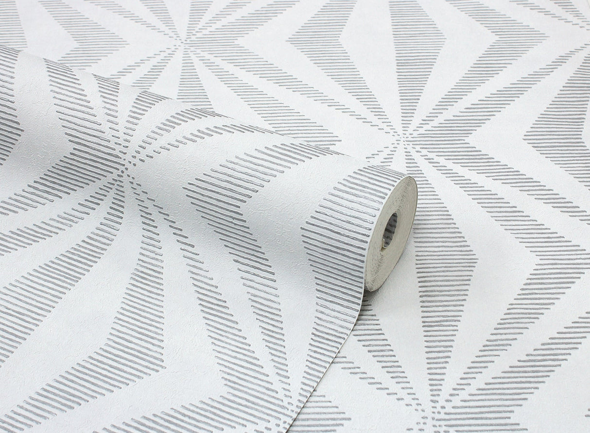 Fine Decor M1558 Precision Silver Diamond Geo Wallpaper