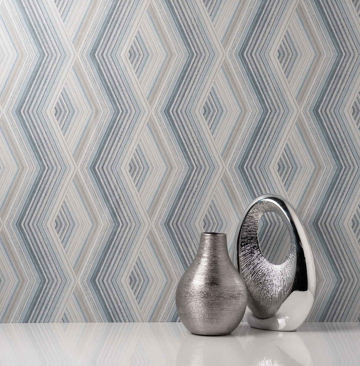 Fine Decor M1581 Aura Blue Geometric Wallpaper