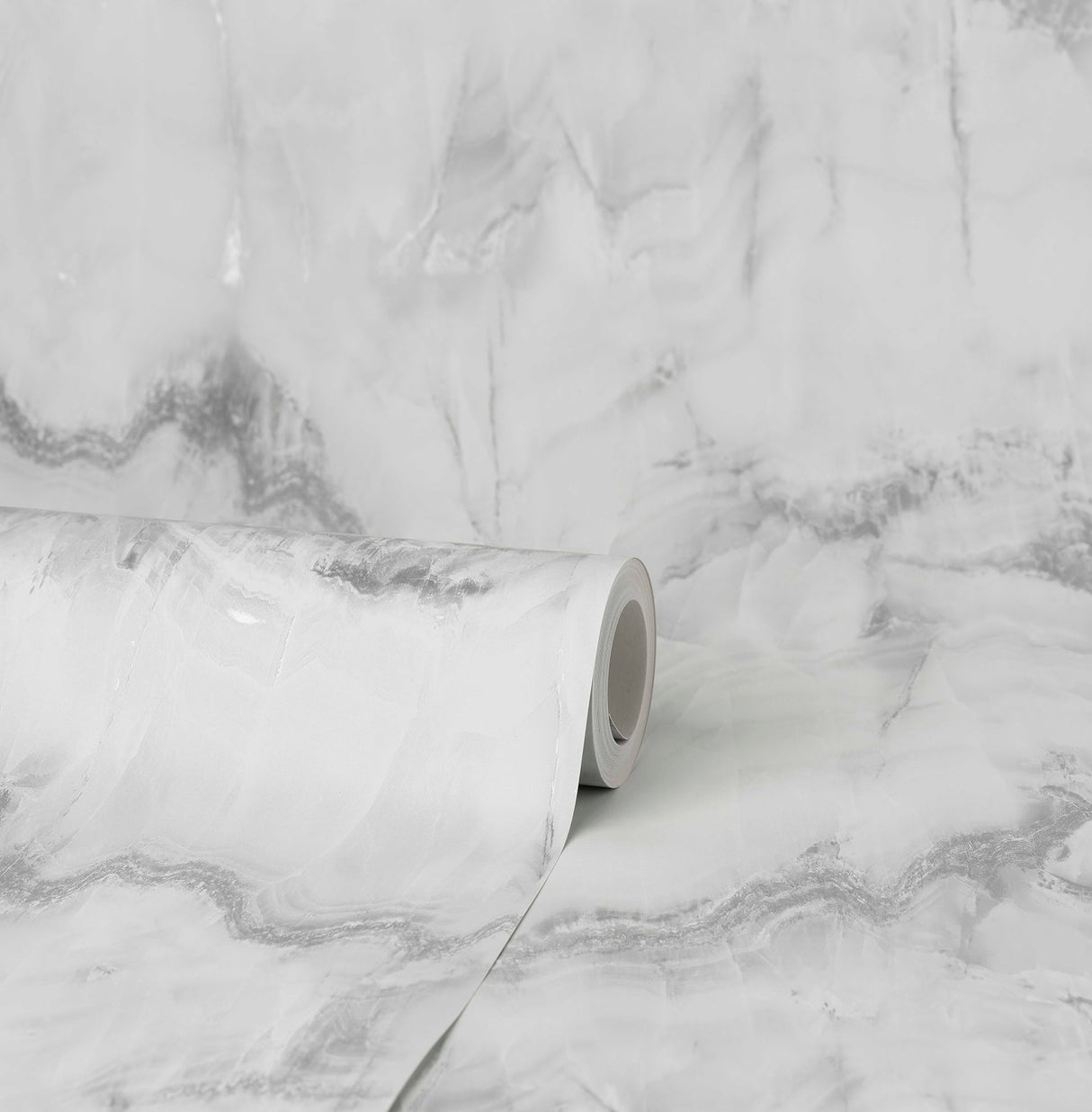 Fine Decor M1584 Aura Silver Marble Wallpaper