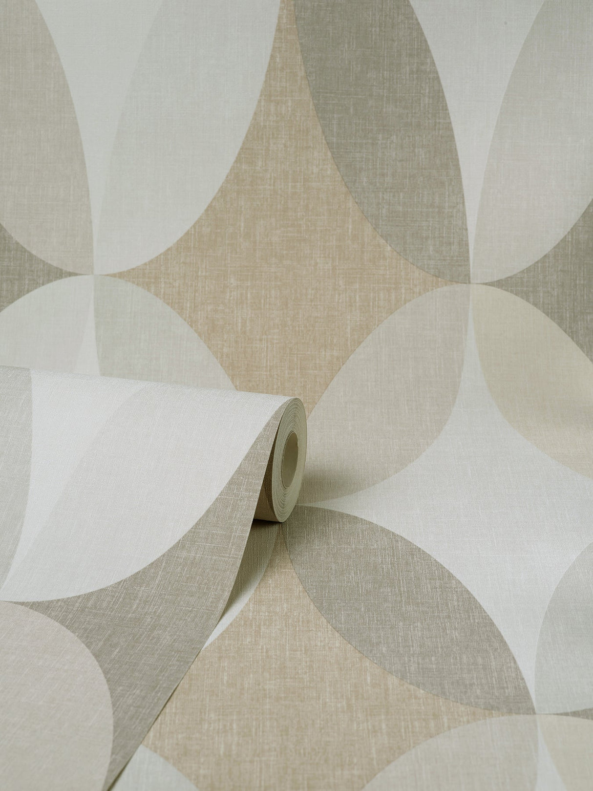 Fine Decor M1640 Kirby Taupe Oval Geo Wallpaper