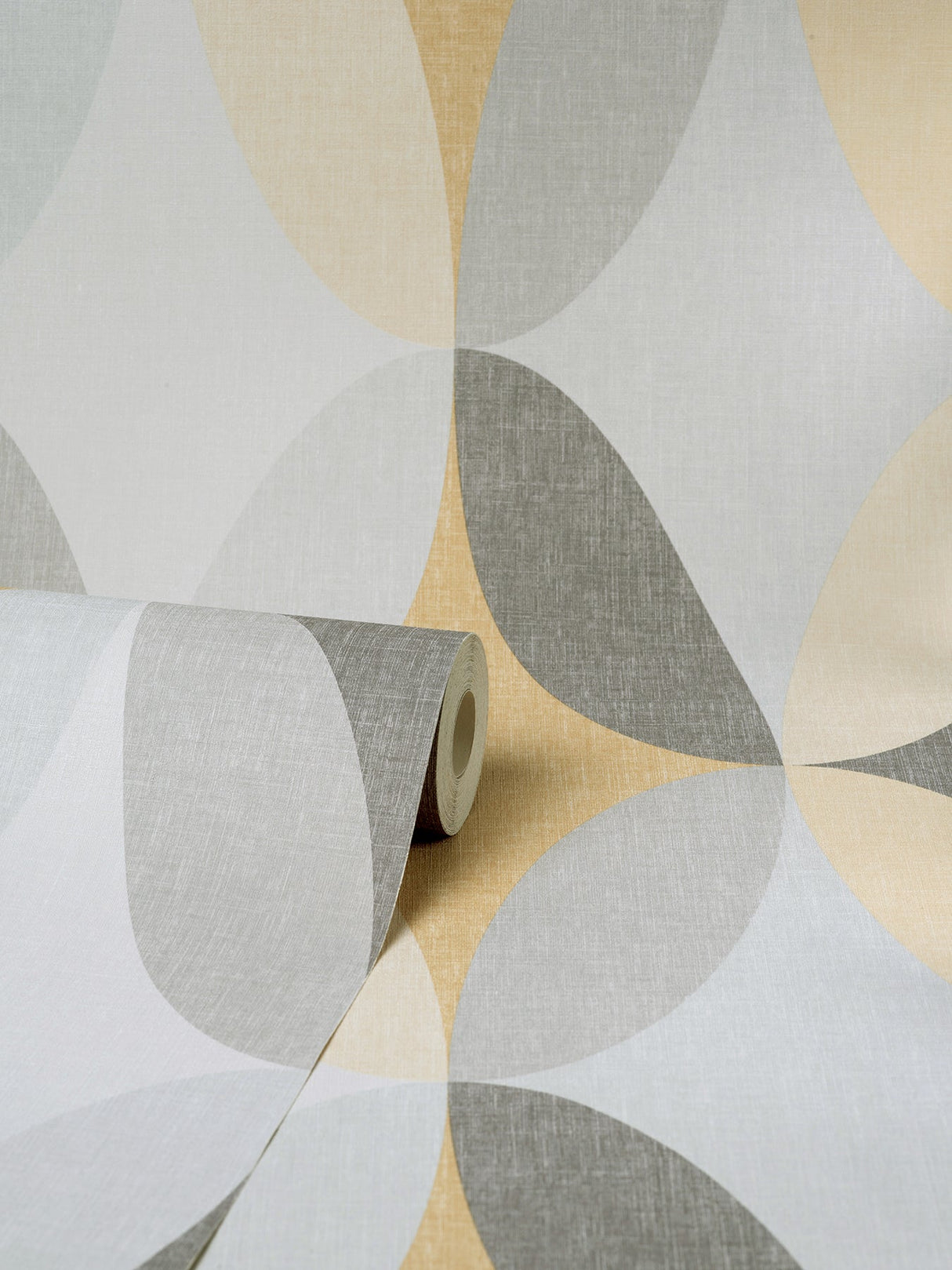 Fine Decor M1641 Kirby Mustard Oval Geo Wallpaper