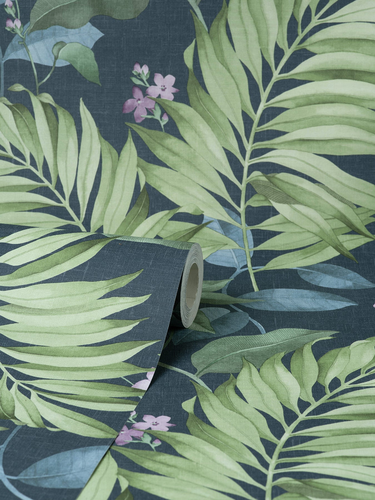 Fine Decor M1649 Eden Blue Tropical Wallpaper