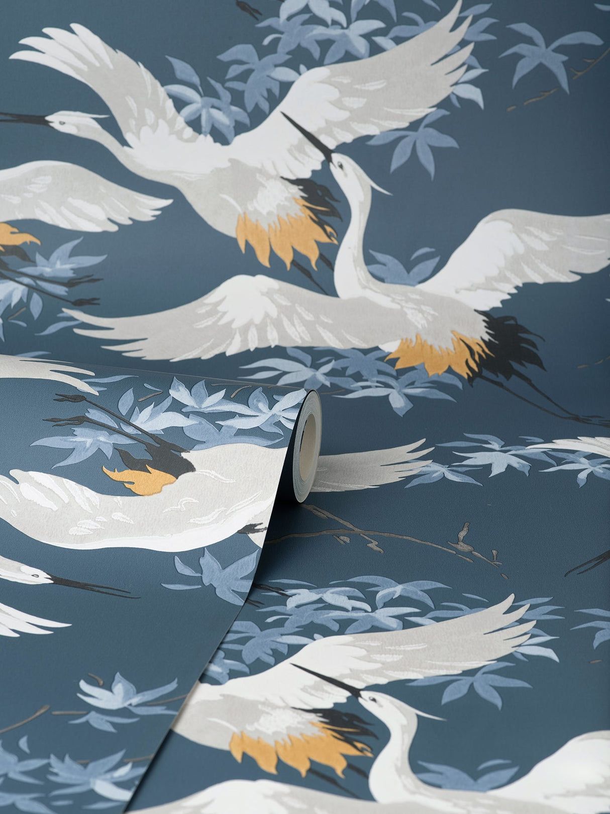 Fine Decor M1654 Saura Blue Cranes Wallpaper