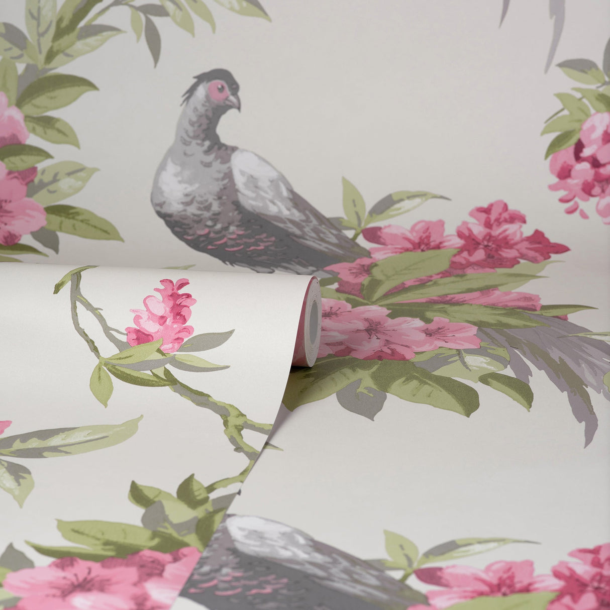 Brewster M1664 Golden Pheasant Rose Floral Wallpaper