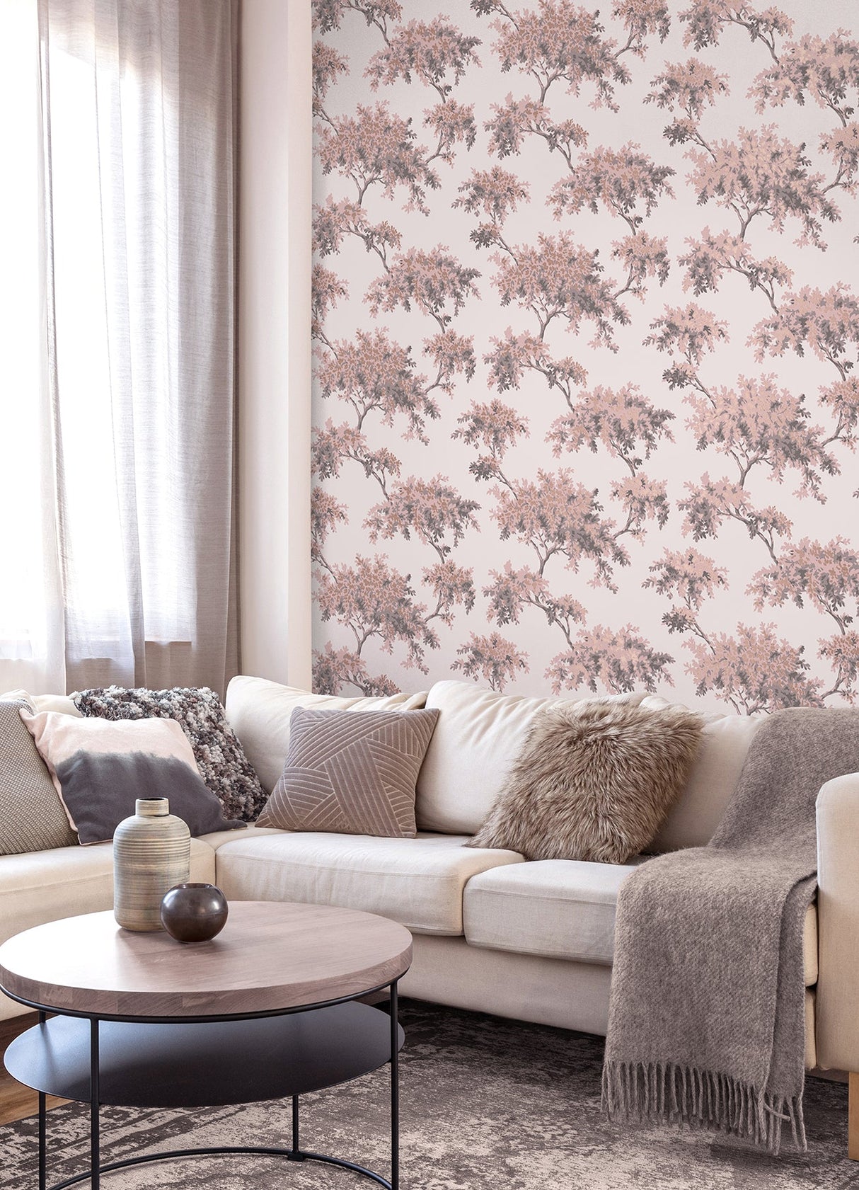 Brewster M1670 Ashdown Pink Tree Wallpaper