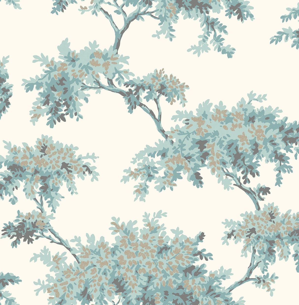 Brewster M1673 Ashdown Teal Tree Wallpaper