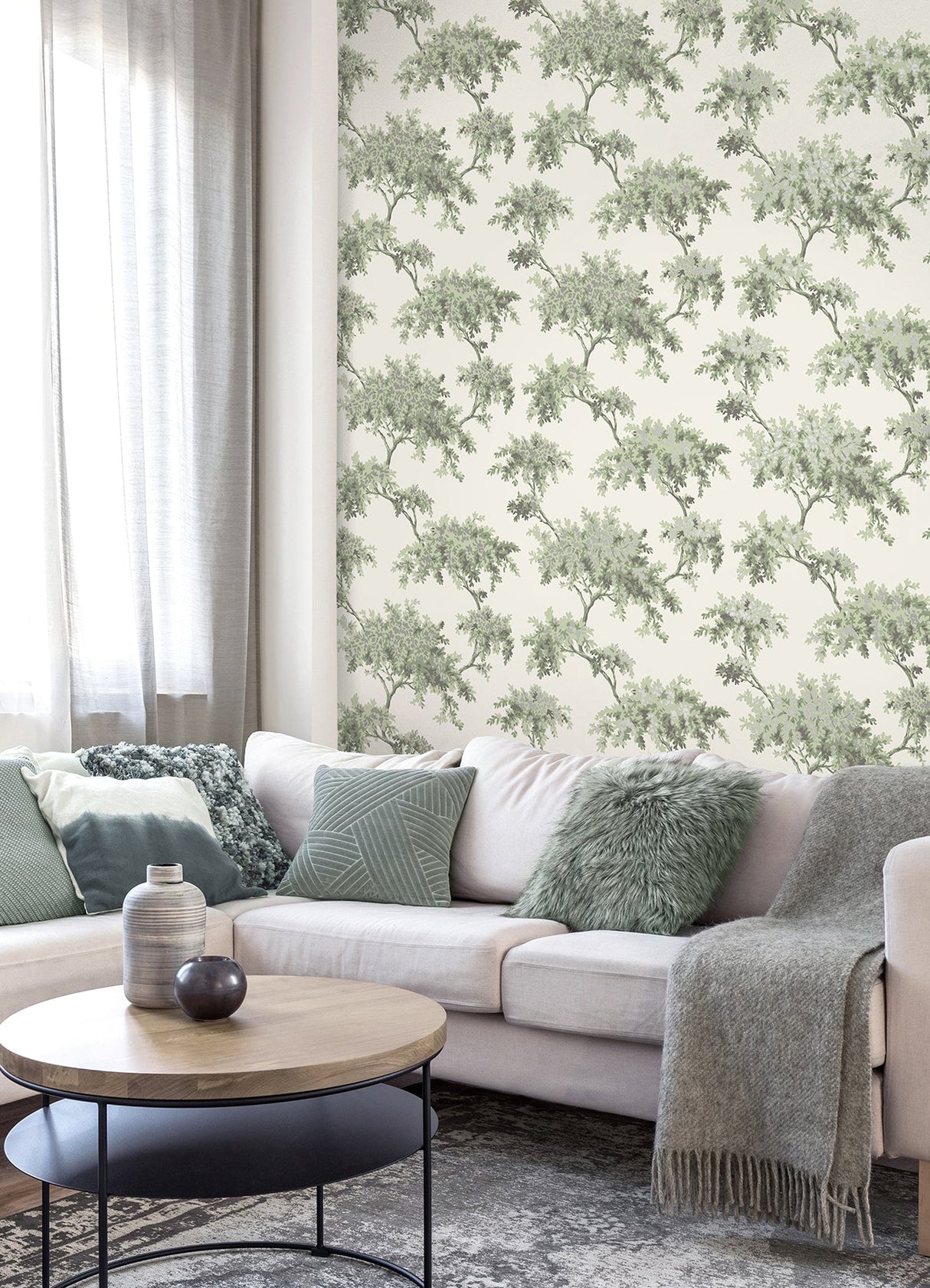 Brewster M1674 Ashdown Sage Tree Wallpaper