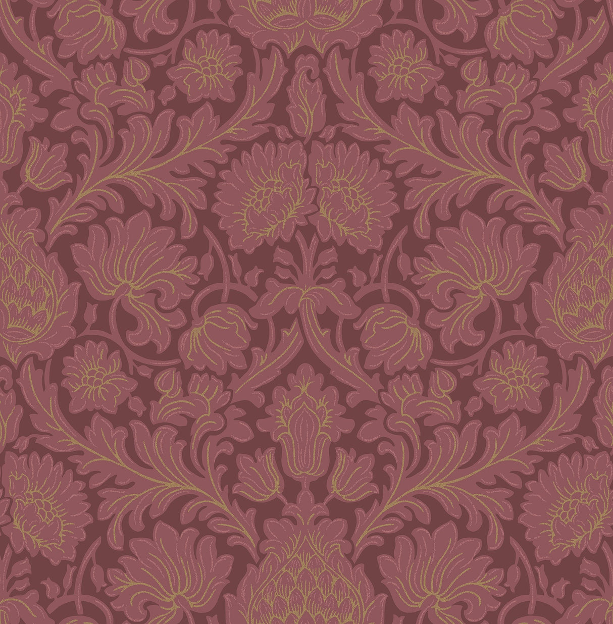 Brewster M1680 Bamburg Red Floral Wallpaper