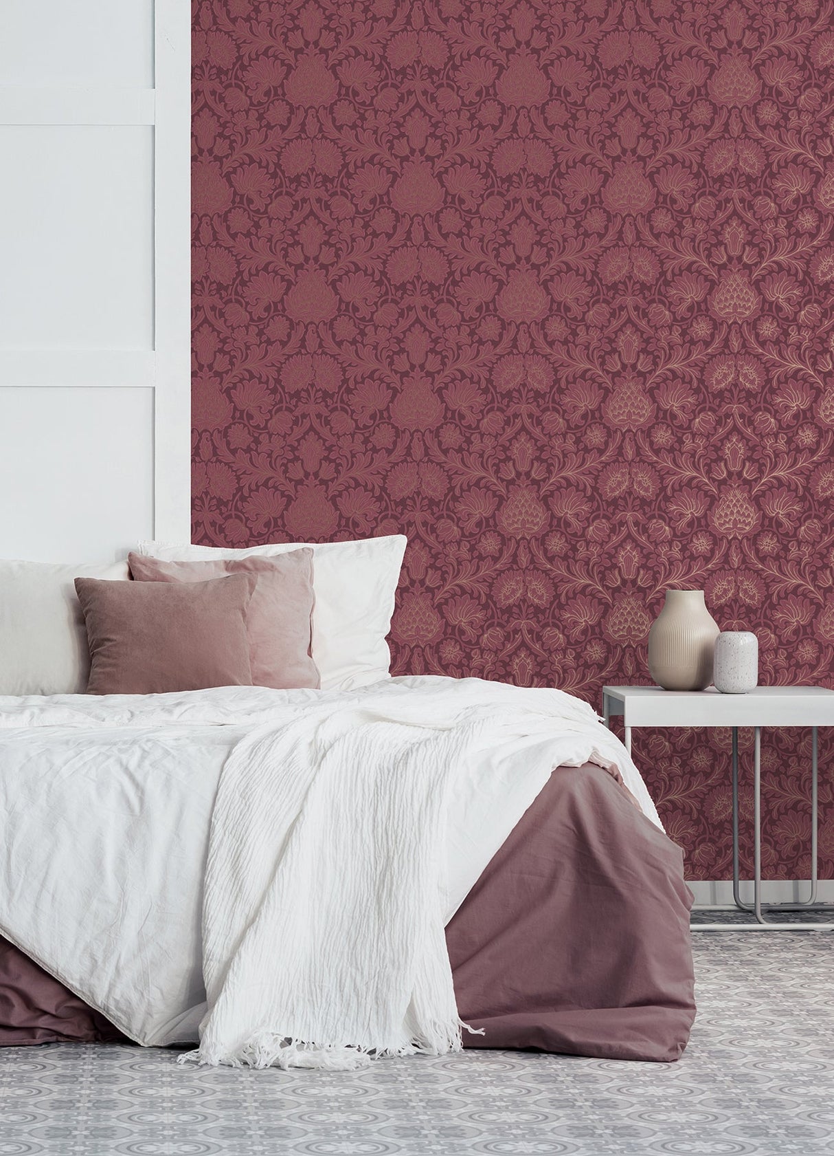 Brewster M1680 Bamburg Red Floral Wallpaper