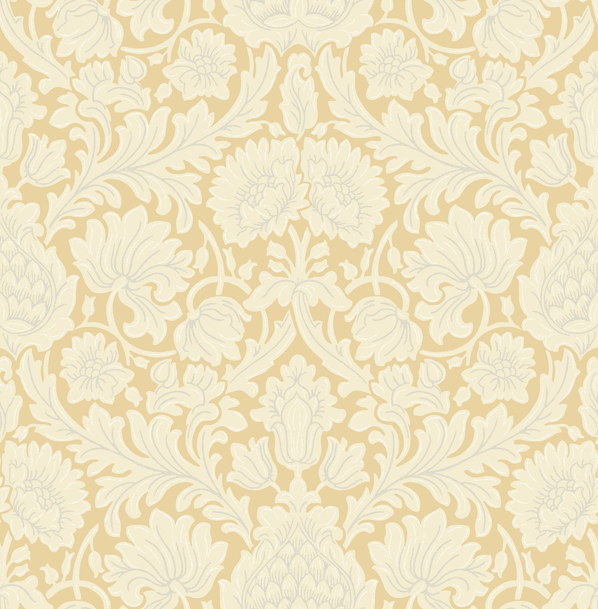 Brewster M1682 Bamburg Mustard Floral Wallpaper