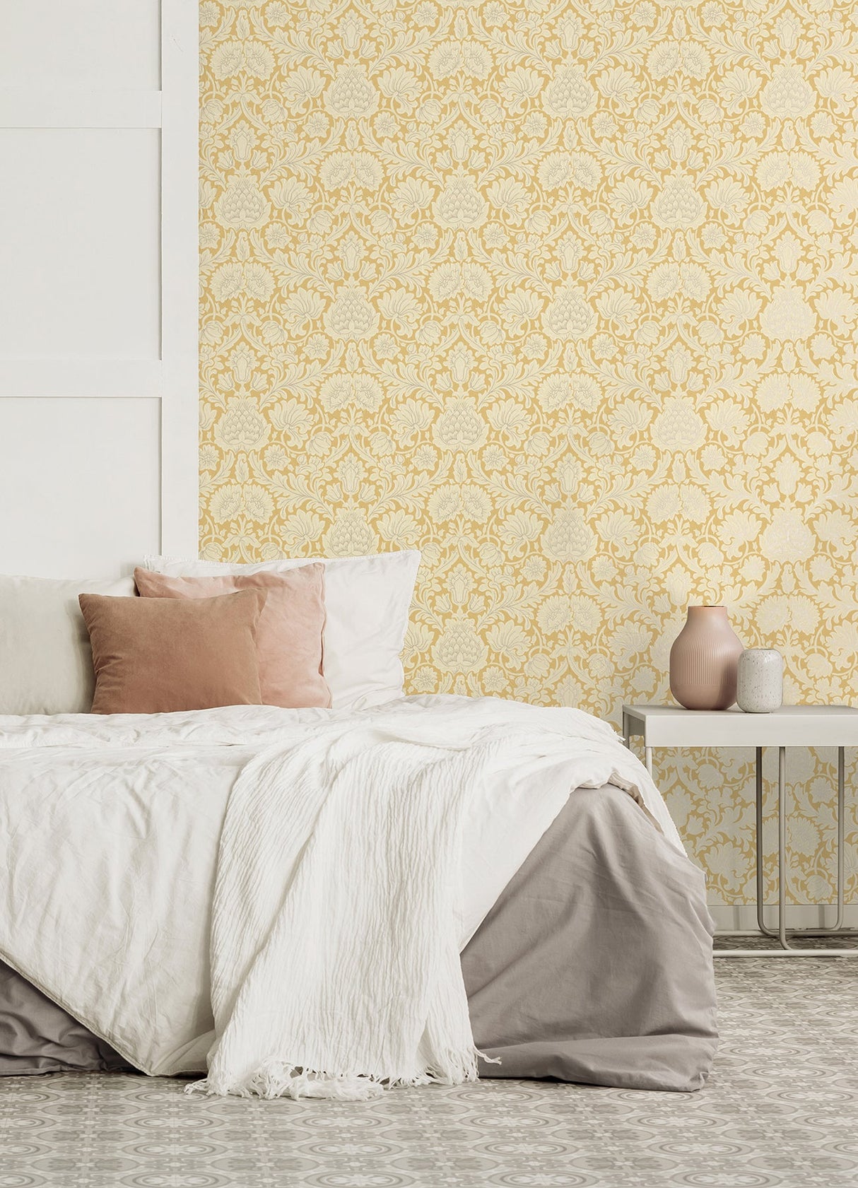 Brewster M1682 Bamburg Mustard Floral Wallpaper