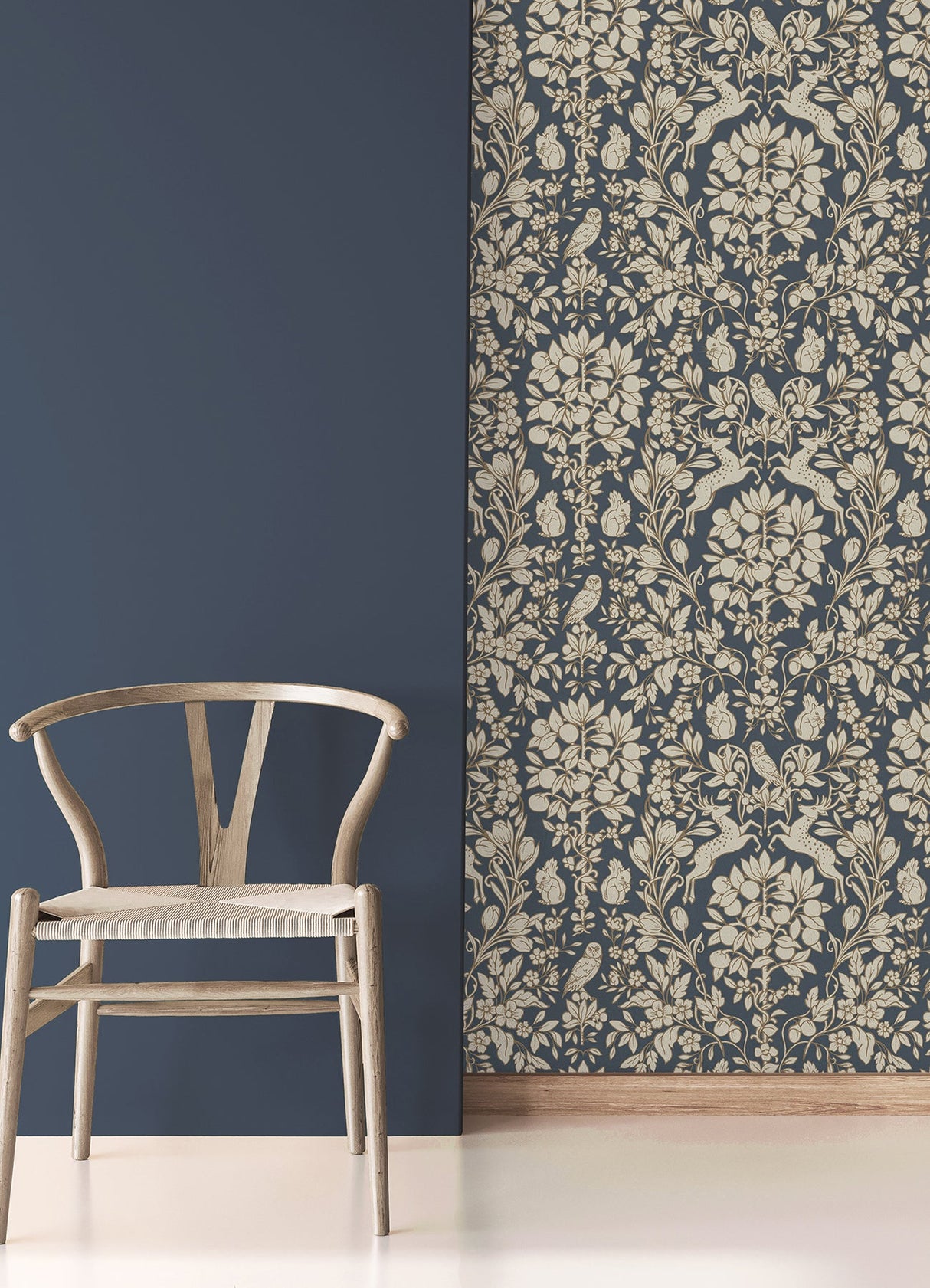 Brewster M1684 Richmond Blue Floral Wallpaper