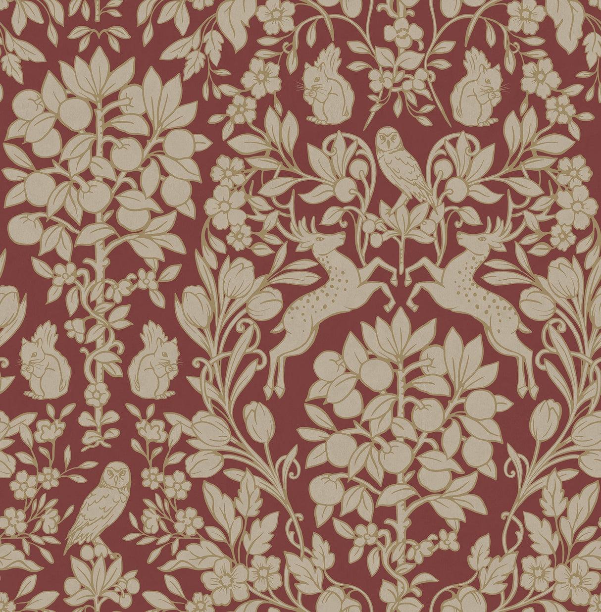Brewster M1685 Richmond Maroon Floral Wallpaper