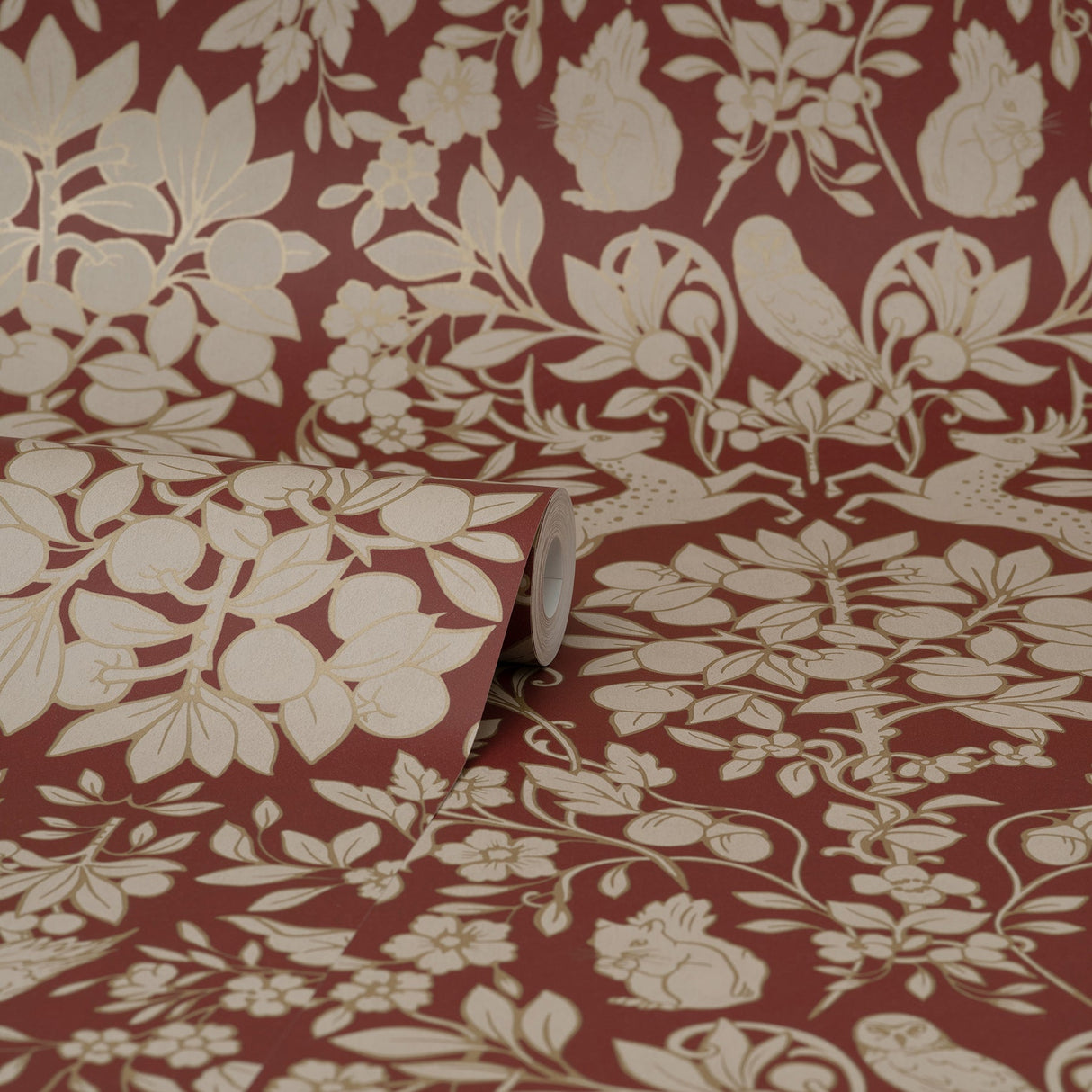 Brewster M1685 Richmond Maroon Floral Wallpaper