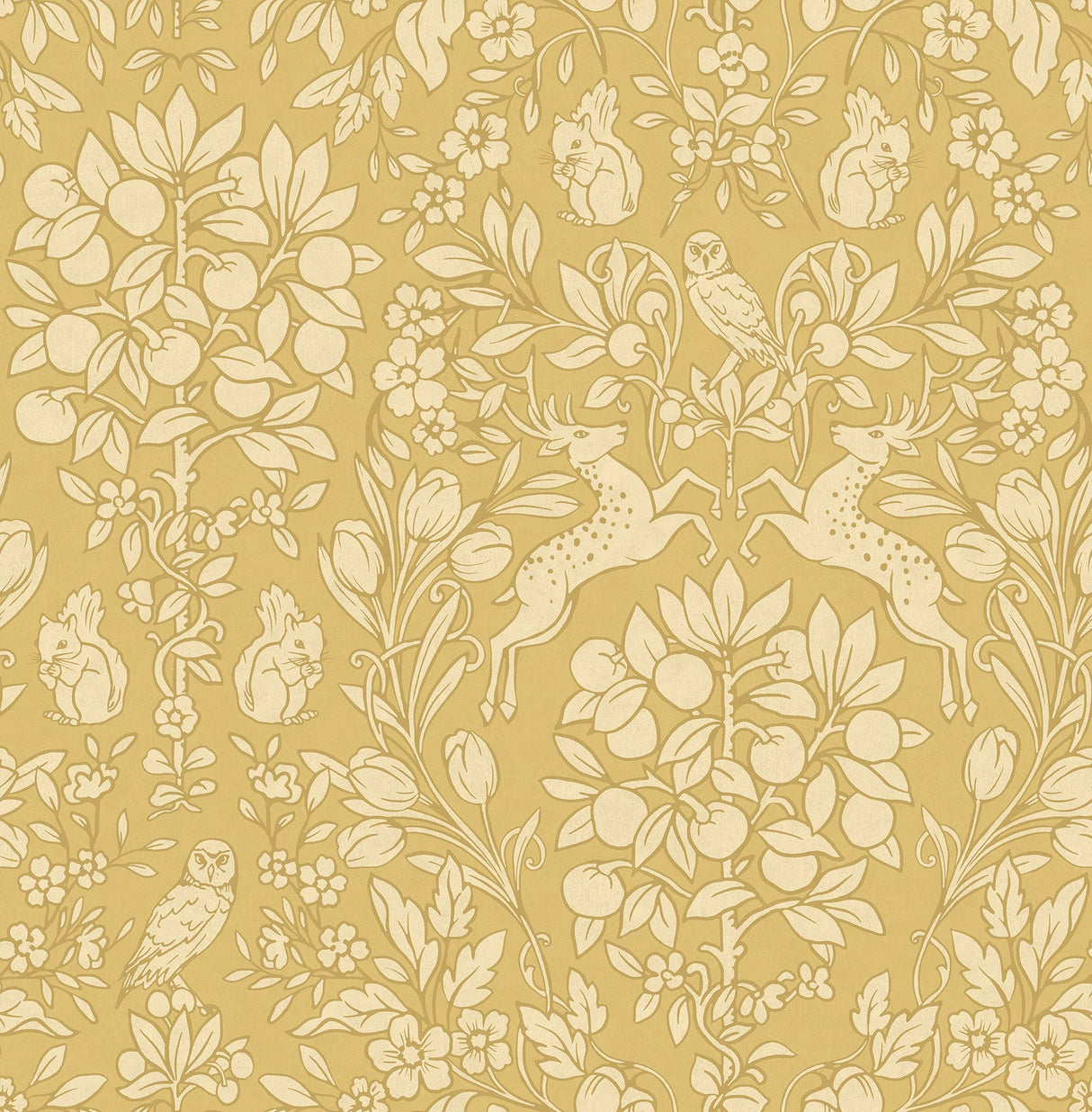 Brewster M1689 Richmond Mustard Floral Wallpaper