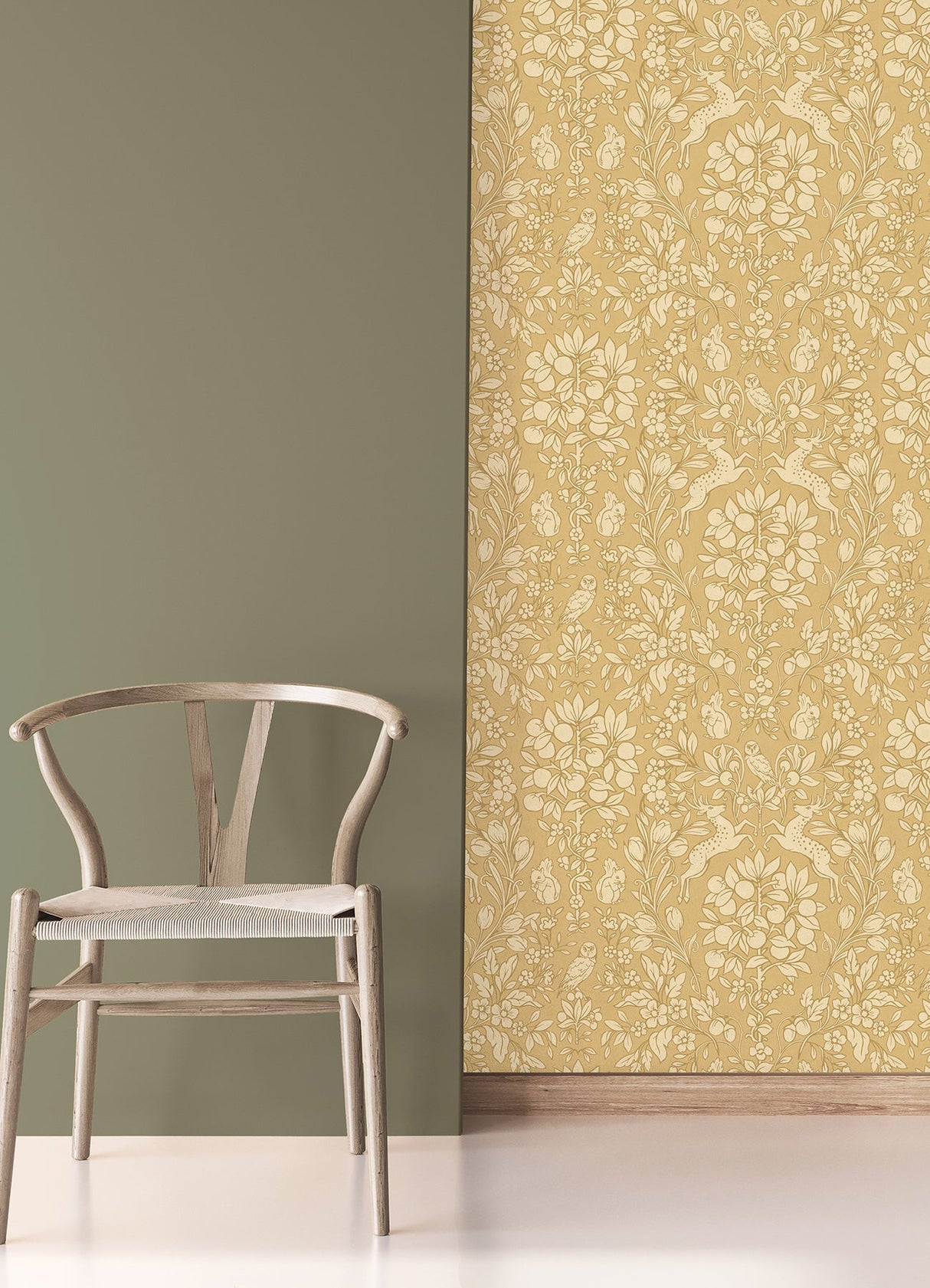 Brewster M1689 Richmond Mustard Floral Wallpaper