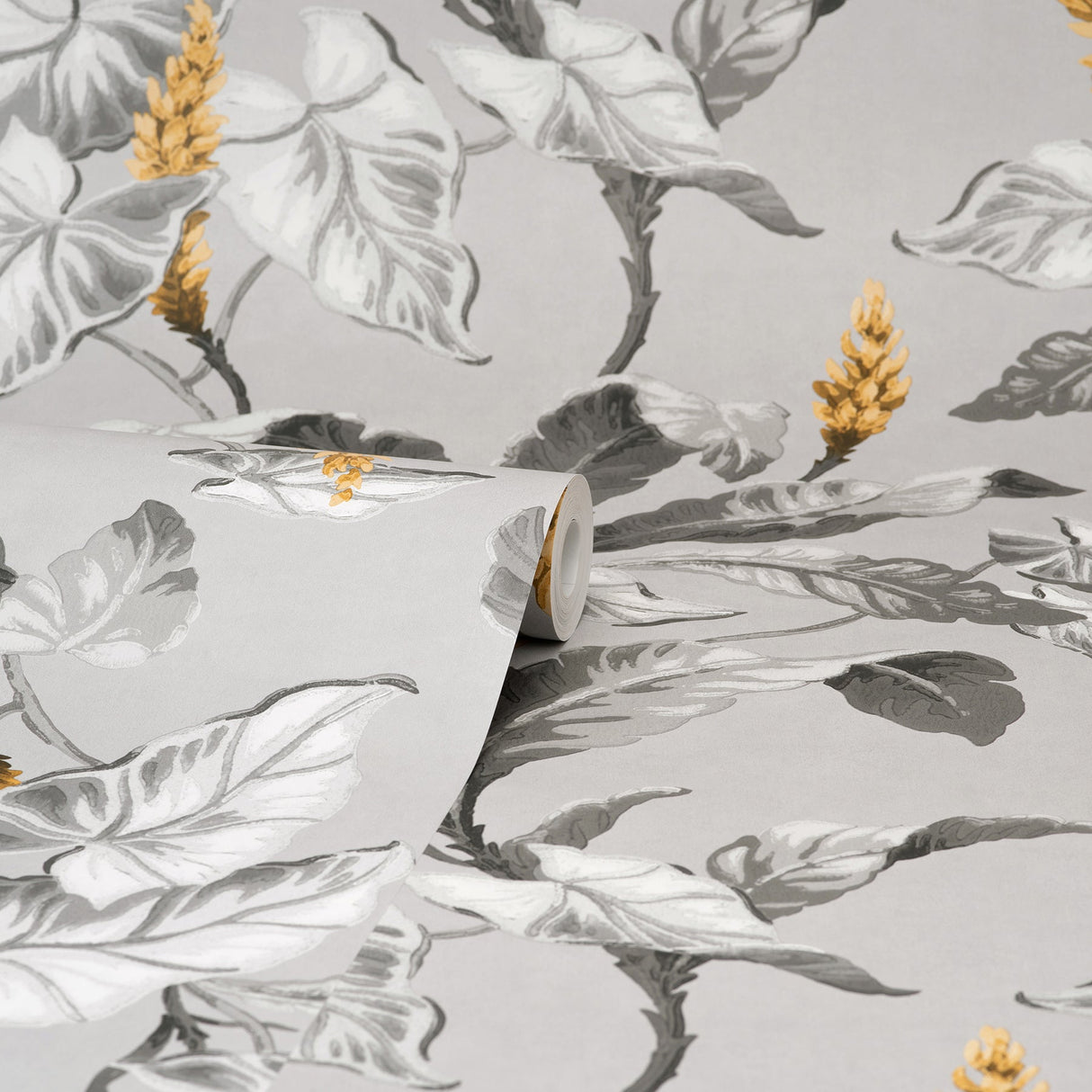 Brewster M1691 Meridian Parade Grey Tropical Leaves Wallpaper