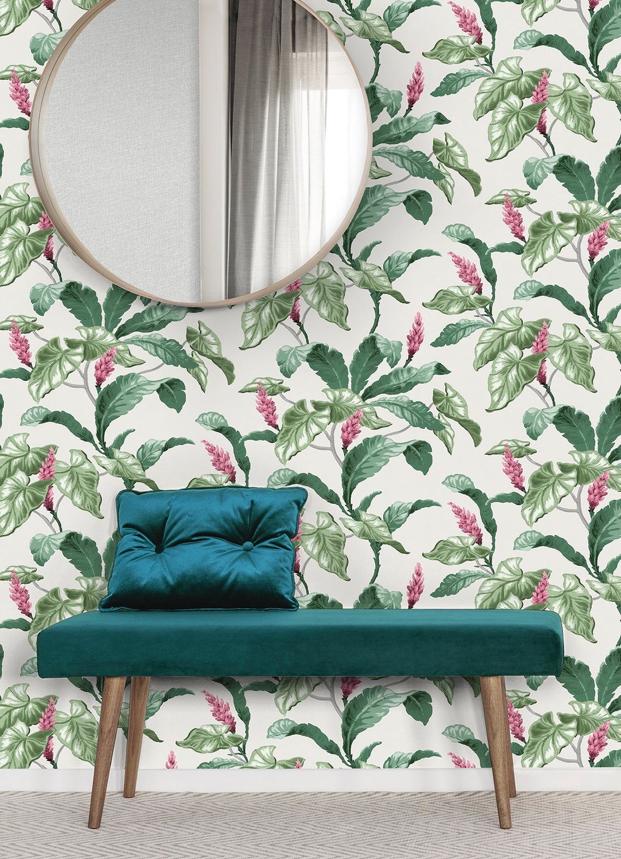 Brewster M1692 Meridian Parade Green Tropical Leaves Wallpaper