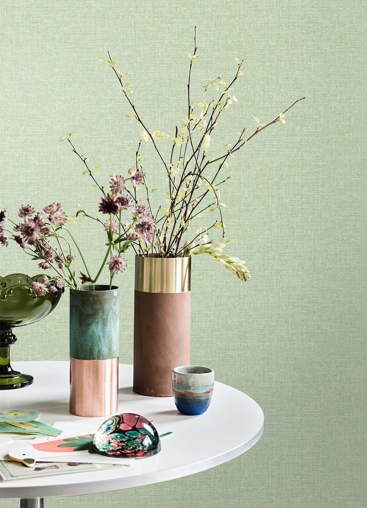Brewster M1695 Glen Sage Linen Wallpaper
