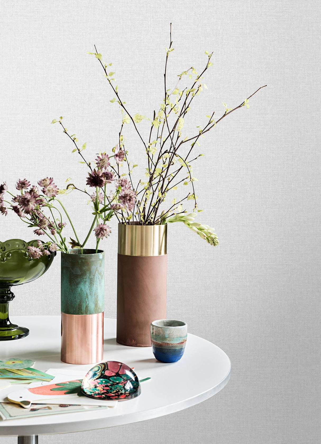 Brewster M1696 Glen Light Grey Linen Wallpaper