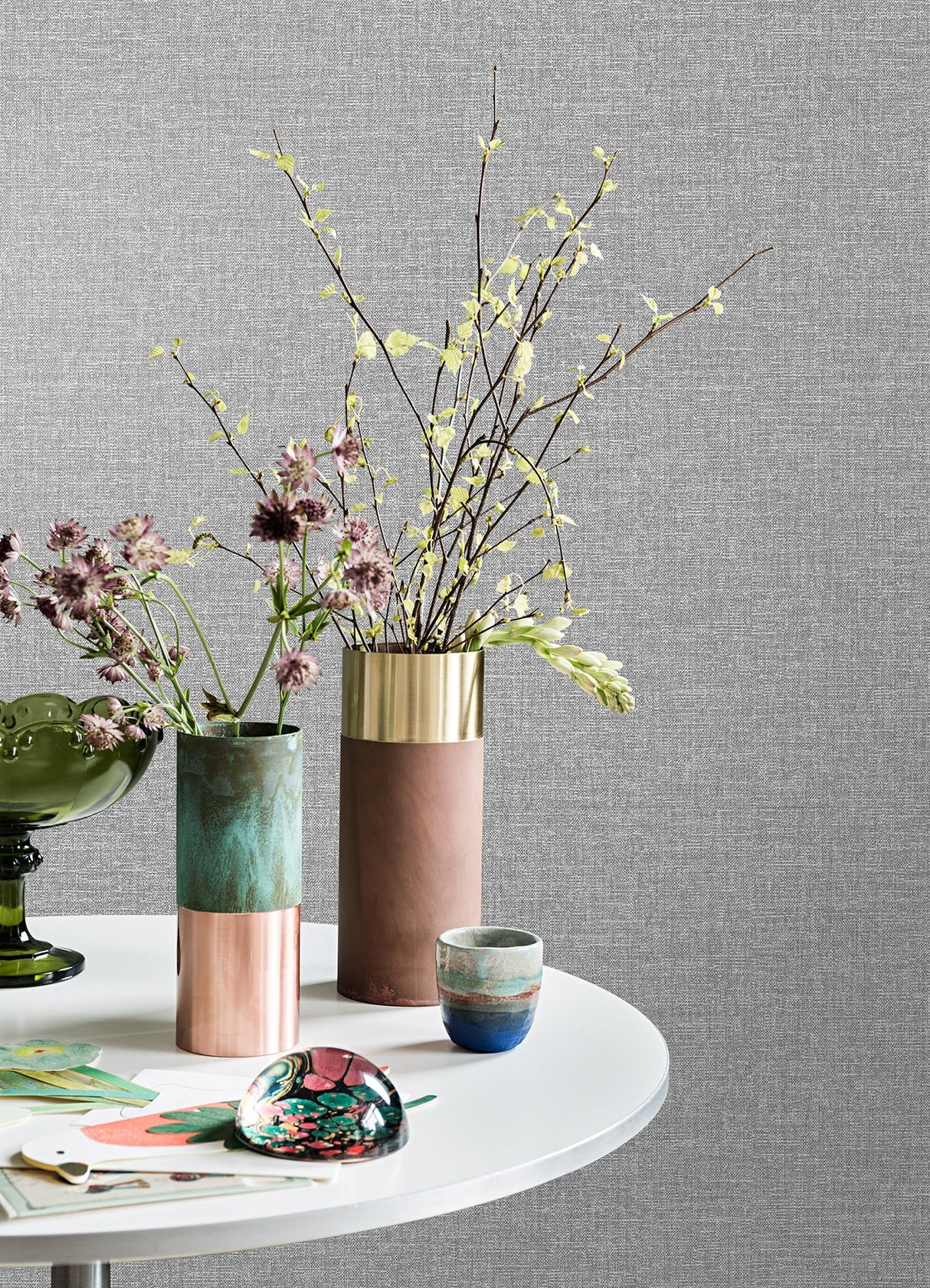 Brewster M1702 Glen Dark Grey Linen Wallpaper