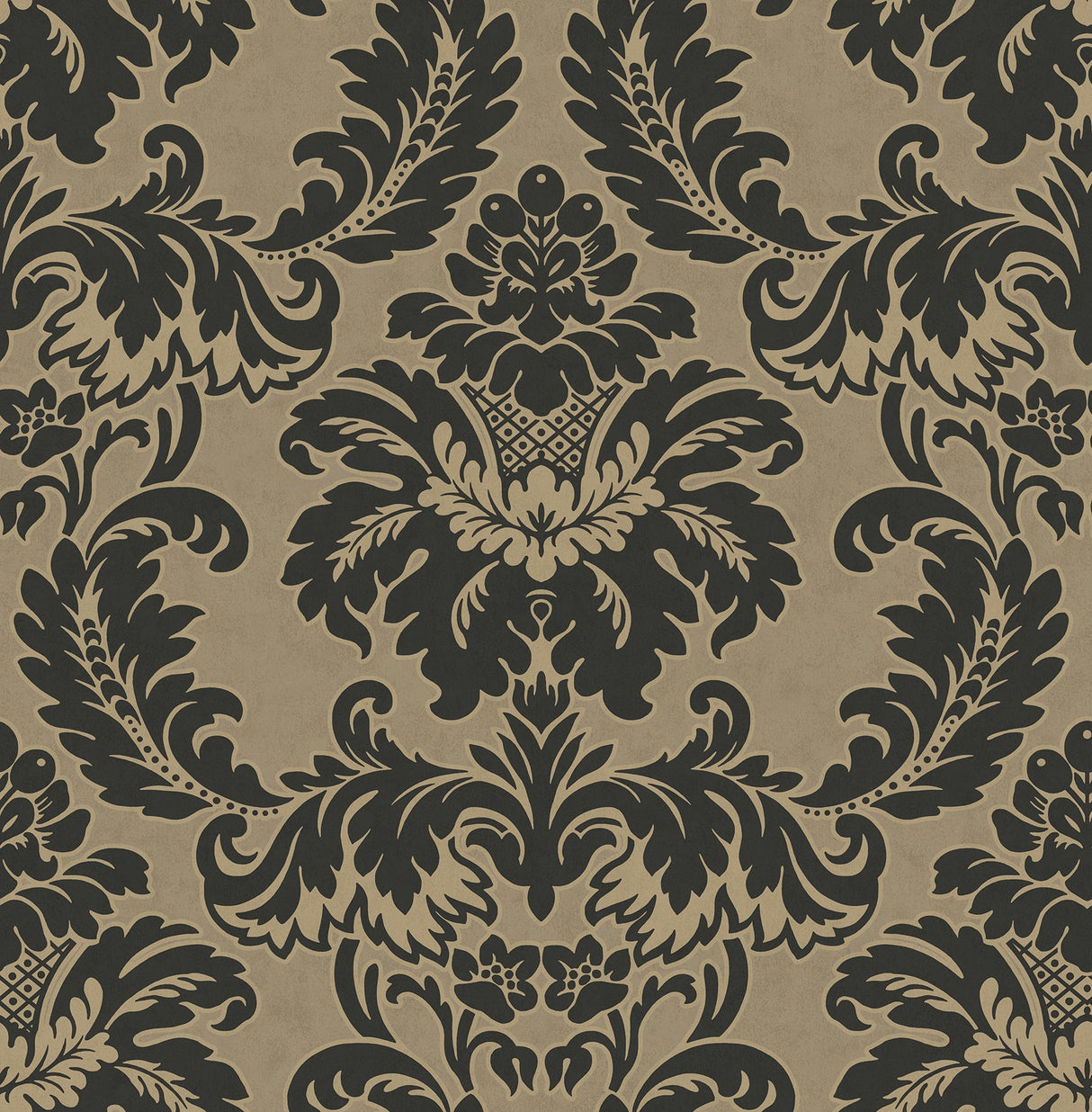 Brewster M1703 Windsor Black Damask Wallpaper