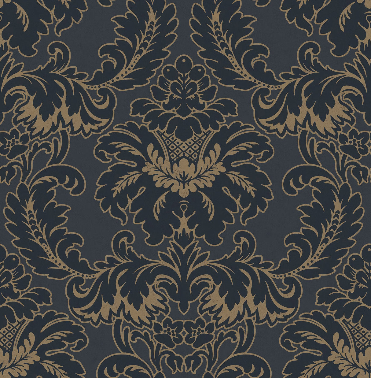 Brewster M1704 Windsor Blue Damask Wallpaper