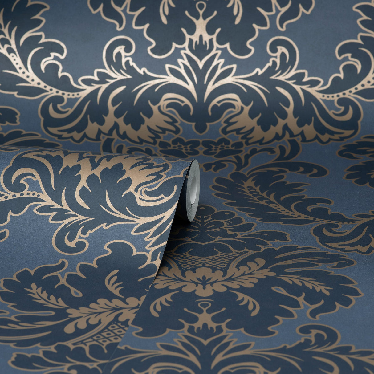 Brewster M1704 Windsor Blue Damask Wallpaper