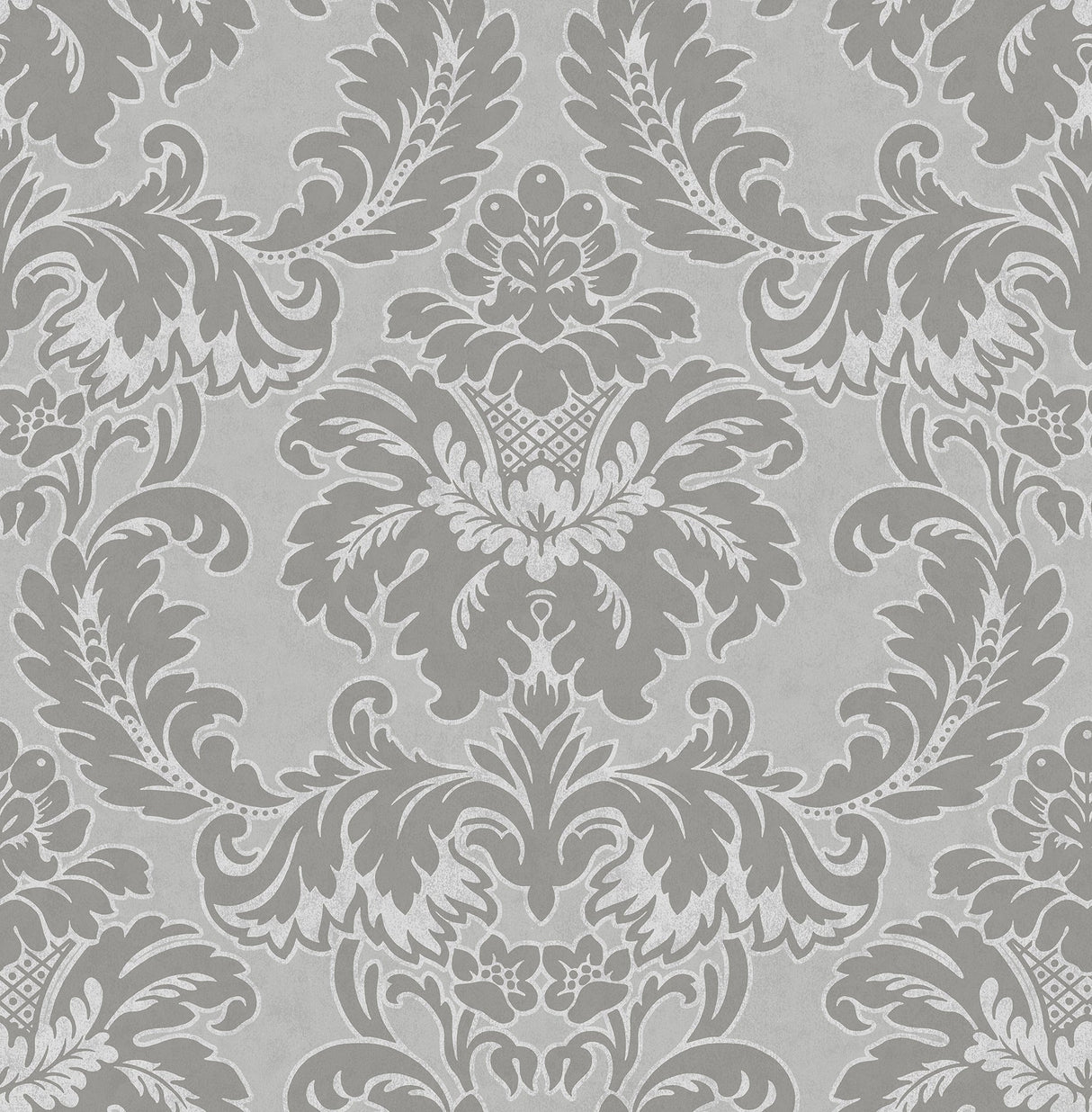 Brewster M1705 Windsor Grey Damask Wallpaper