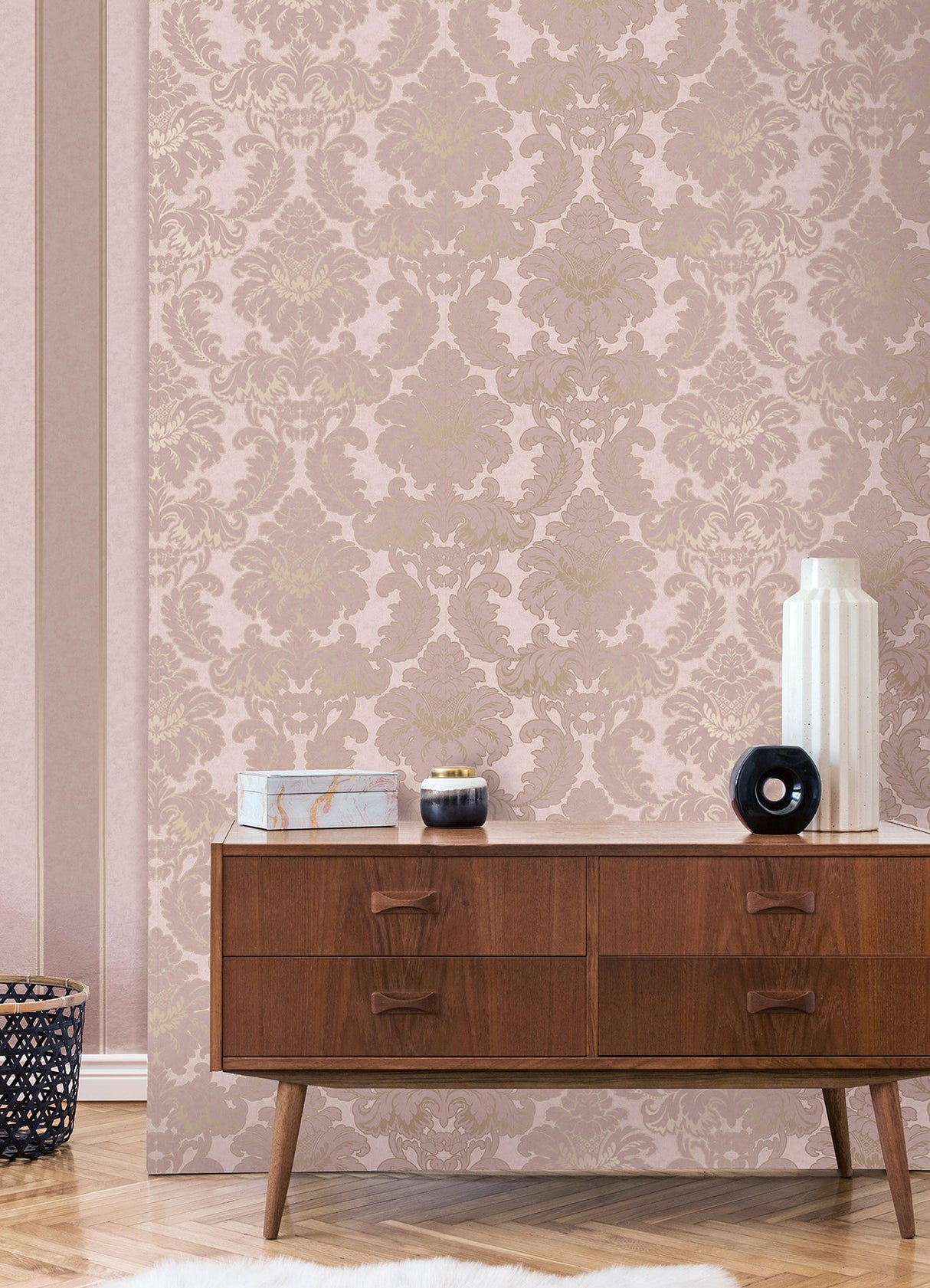 Brewster M1706 Windsor Pink Damask Wallpaper