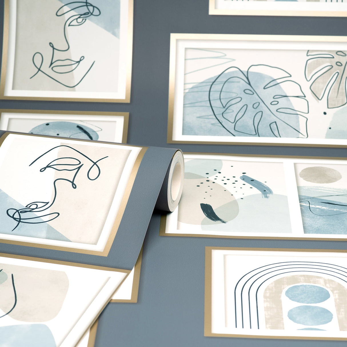 Fine Decor M1713 Krasner Blue Gallery Wallpaper