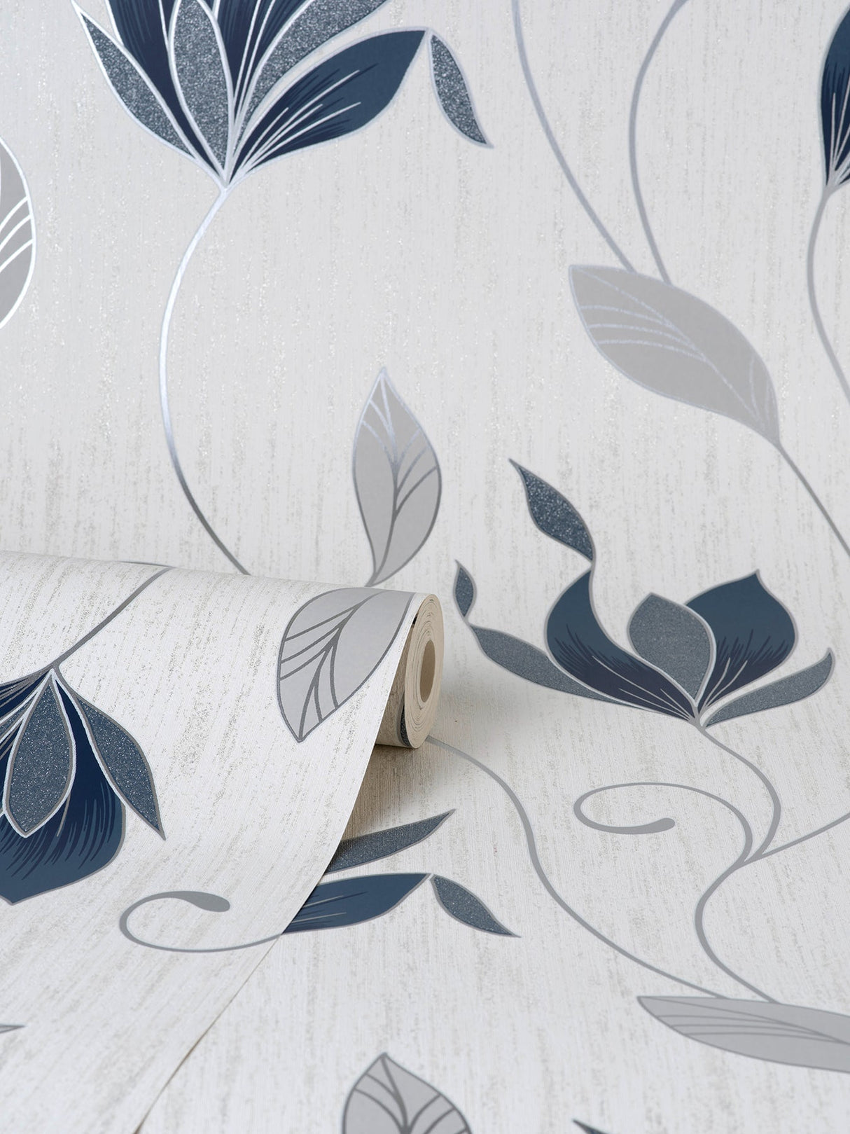 Fine Decor M1716 Synergy Navy Floral Wallpaper