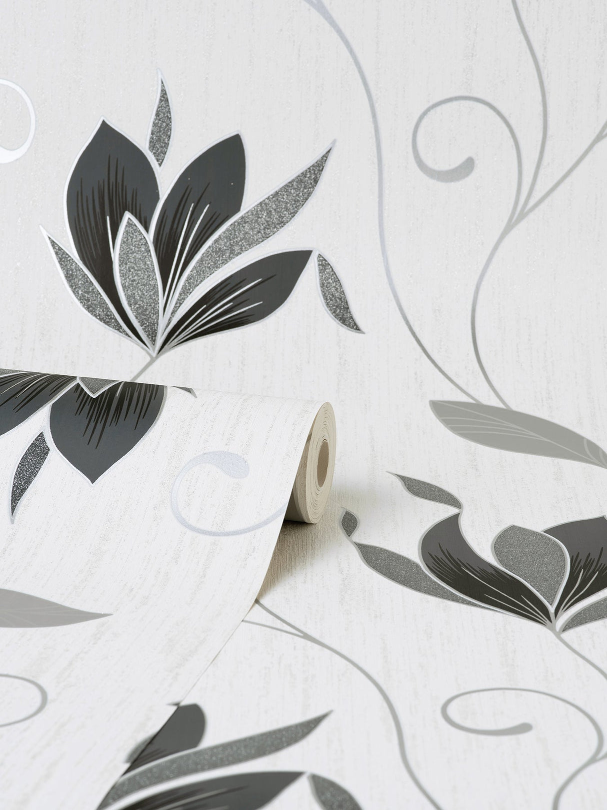 Fine Decor M1719 Synergy Black Floral Wallpaper