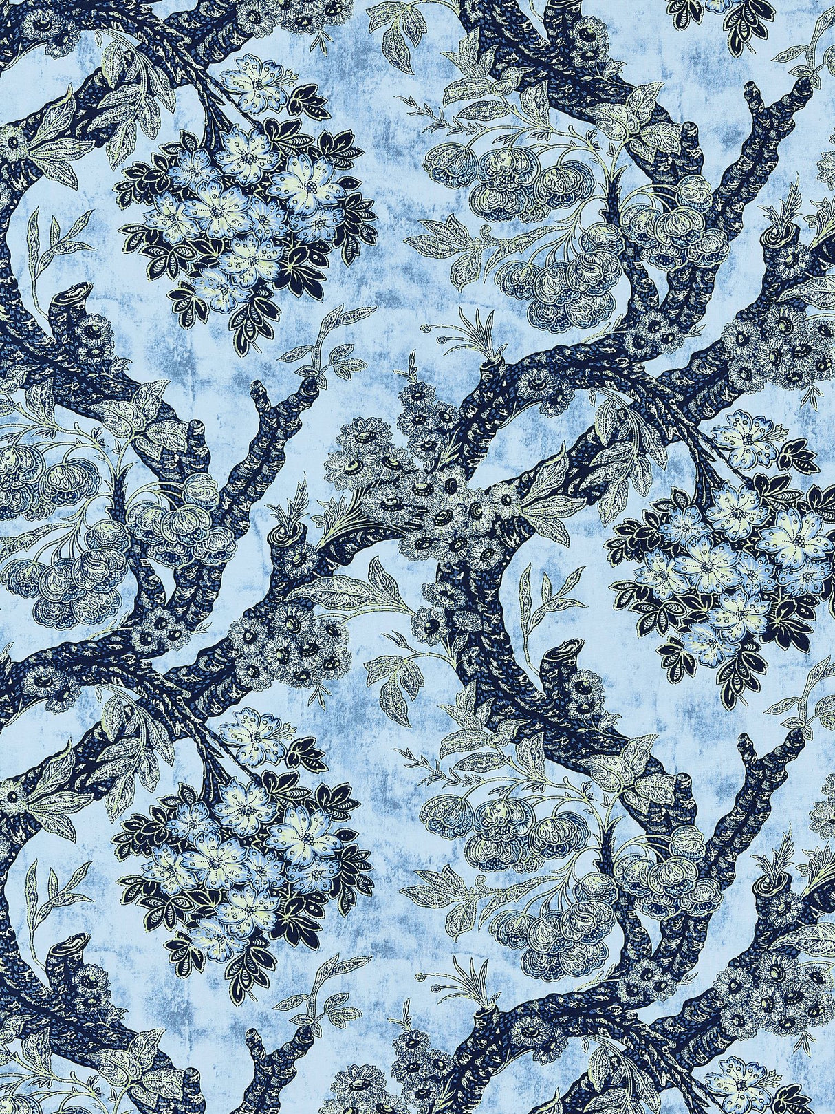 Scalamandre M7 0001SUMM BLUES SUMMERHOUSE HILL Fabric - Eade's Wallpaper