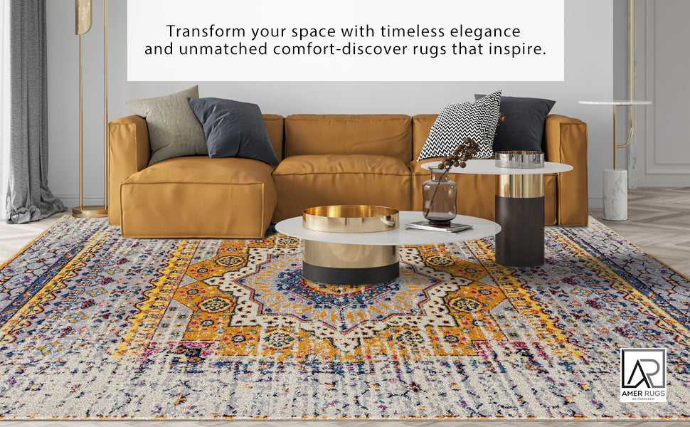 Amer Rugs MAN-33 Manhattan Bohemian Pattern /Orange Runner Rug, 2'6" X 7'6" Area Rug