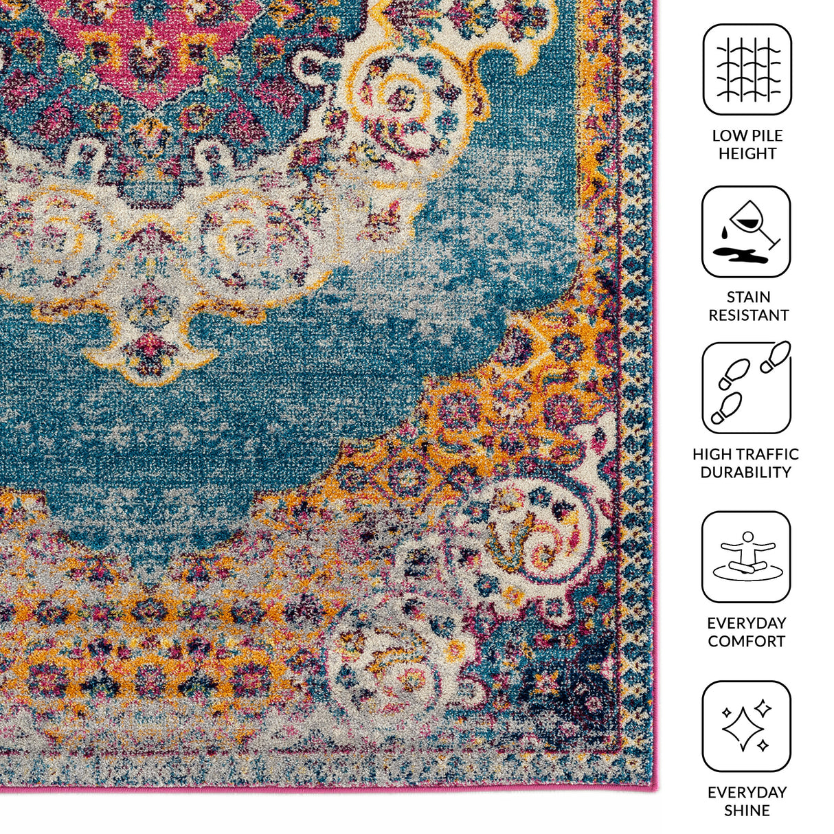 Amer Rugs MAN-3 Manhattan Bohemian Pattern /Orange Runner Rug, 2'6" X 6' Area Rug