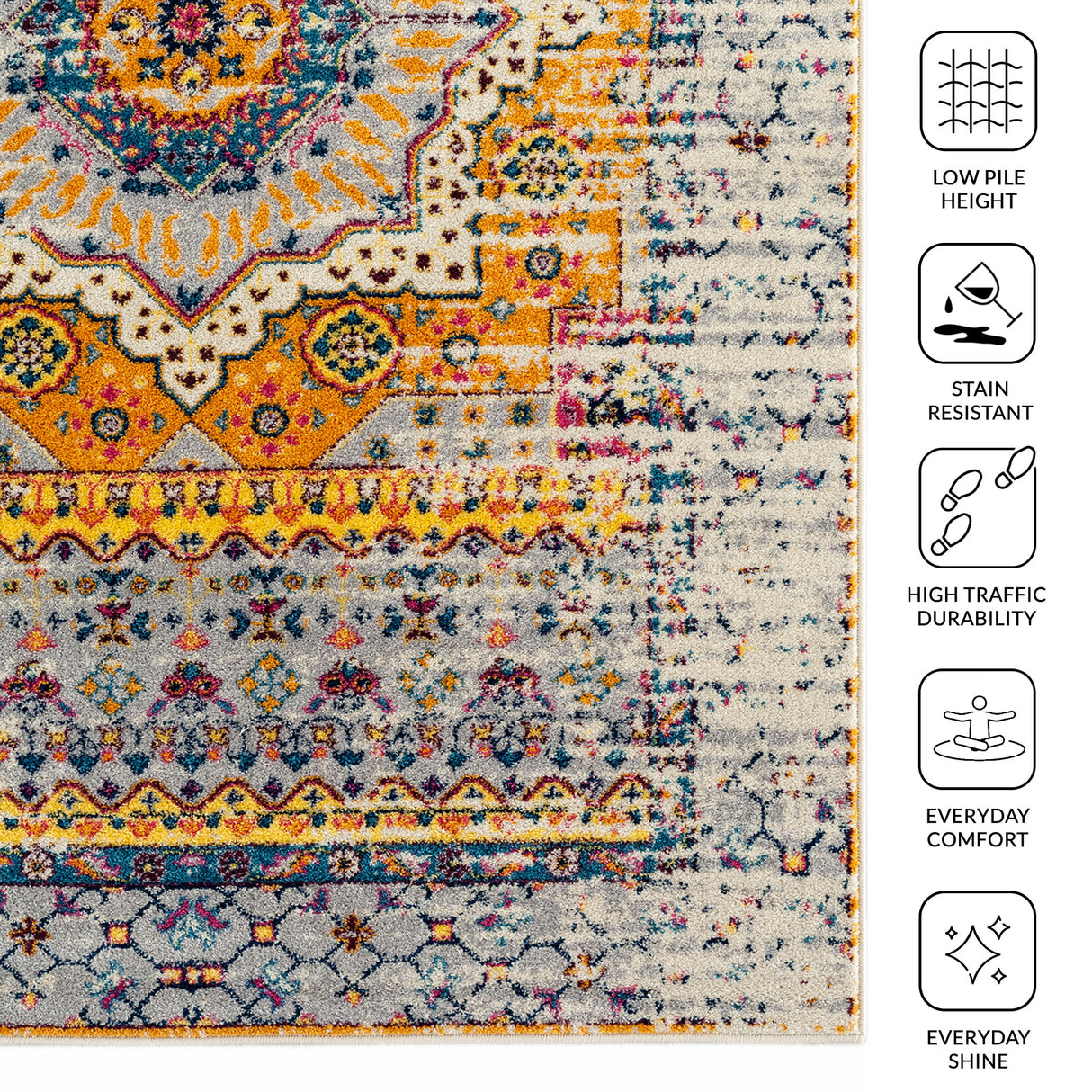 Amer Rugs MAN-33 Manhattan Bohemian Pattern /Orange Runner Rug, 2'6" X 7'6" Area Rug