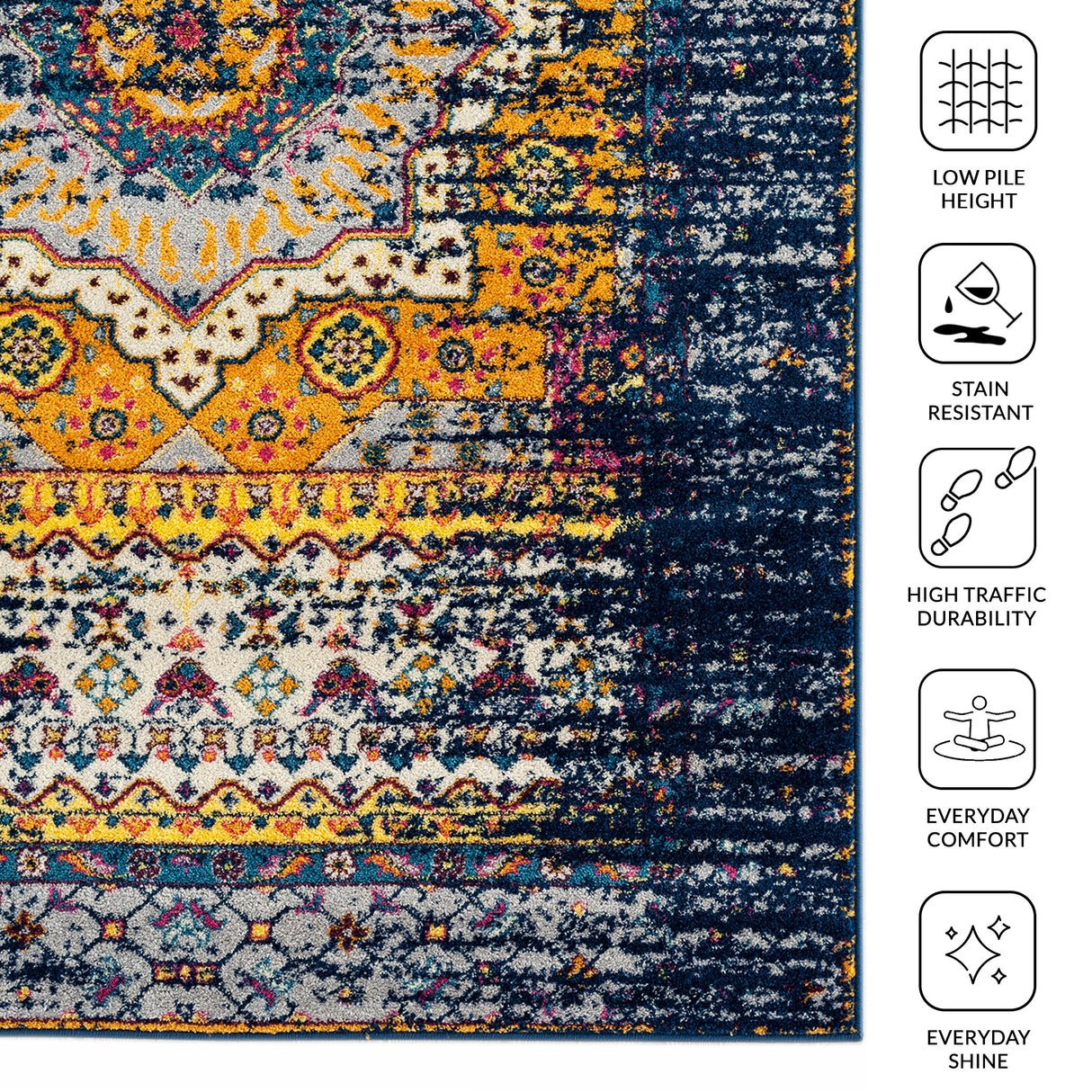 Amer Rugs MAN-34 Manhattan Bohemian Pattern /Orange Runner Rug, 2'6" X 6' Area Rug