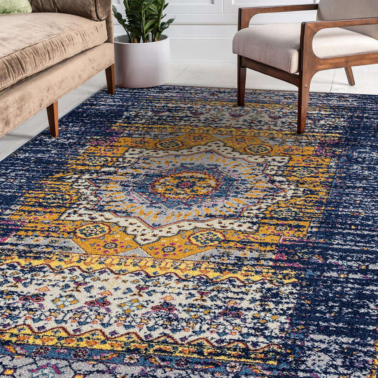 Amer Rugs MAN-34 Manhattan Bohemian Pattern /Orange Runner Rug, 2'6" X 6' Area Rug