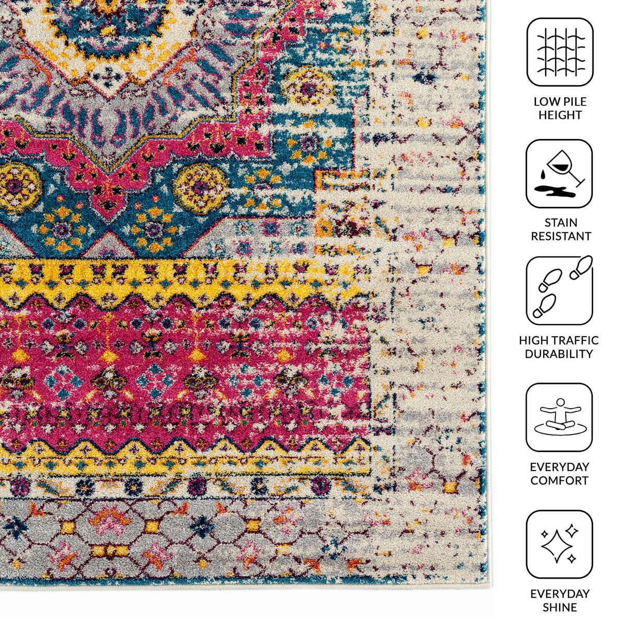 Amer Rugs MAN-35 Manhattan Bohemian Pattern /Pink Runner Rug, 2'6" X 7'6" Area Rug