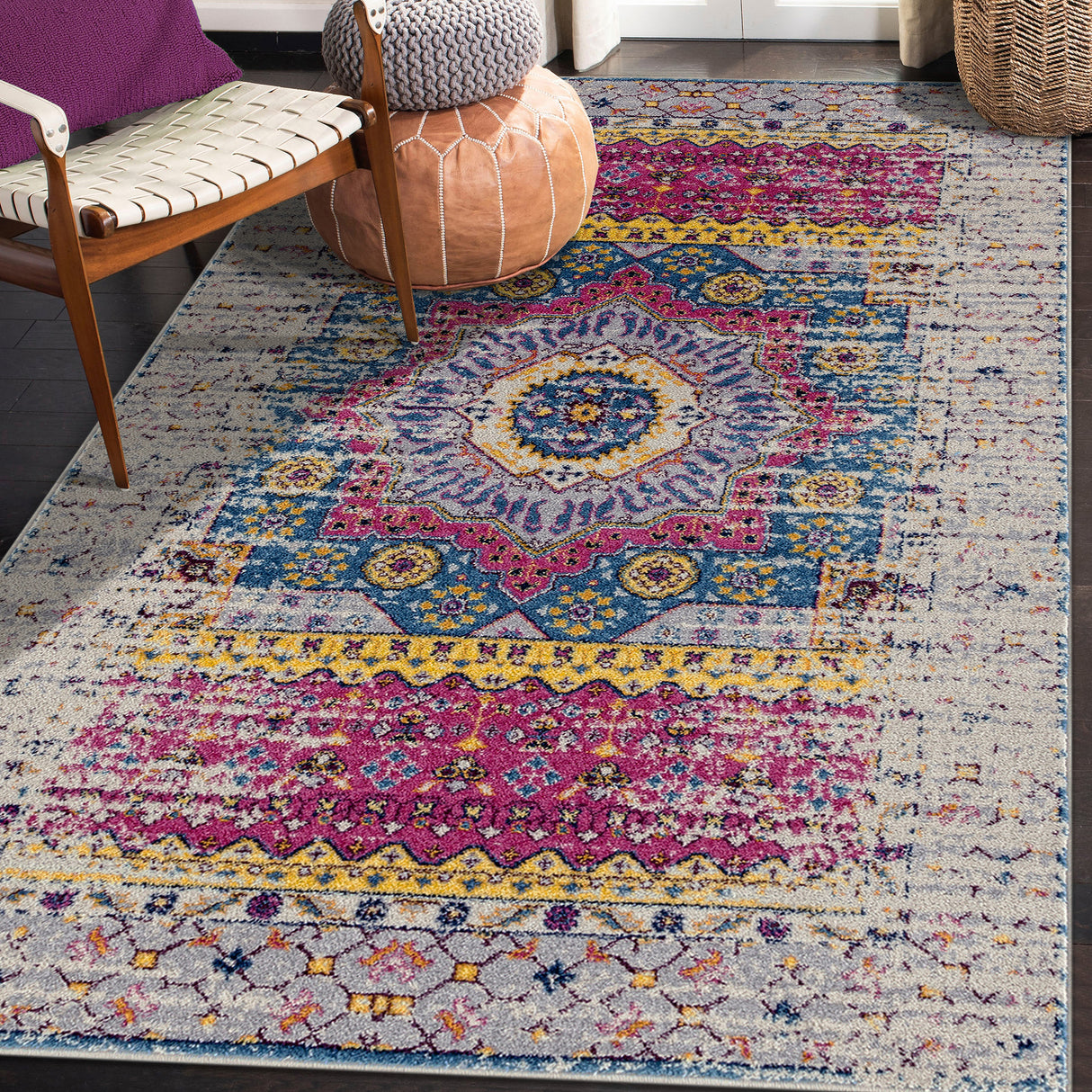Amer Rugs MAN-35 Manhattan Bohemian Pattern /Pink Runner Rug, 2'6" X 7'6" Area Rug