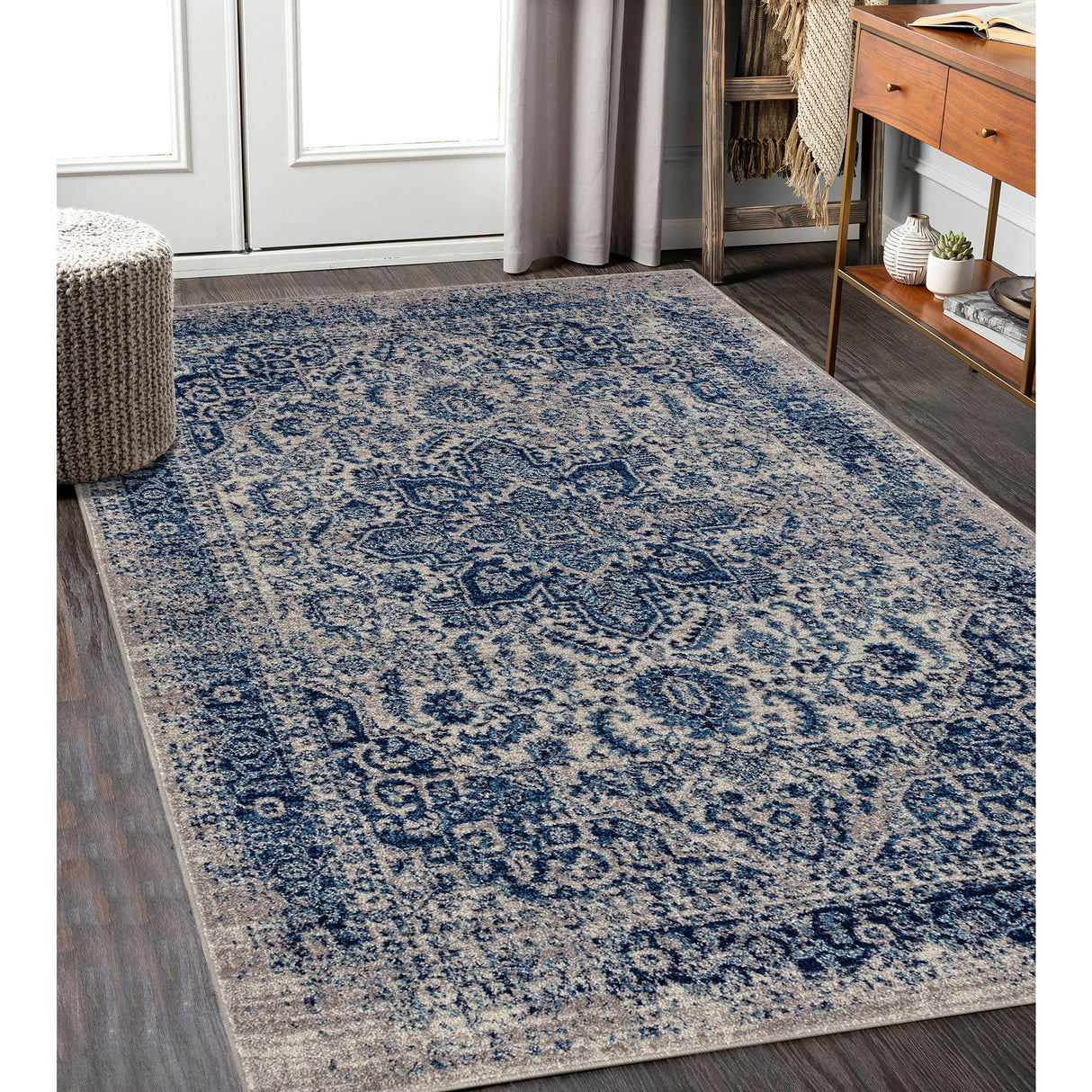 Amer Rugs MAN-39 Manhattan Bohemian Pattern /Teal Runner Rug, 2'6" X 7'6" Area Rug