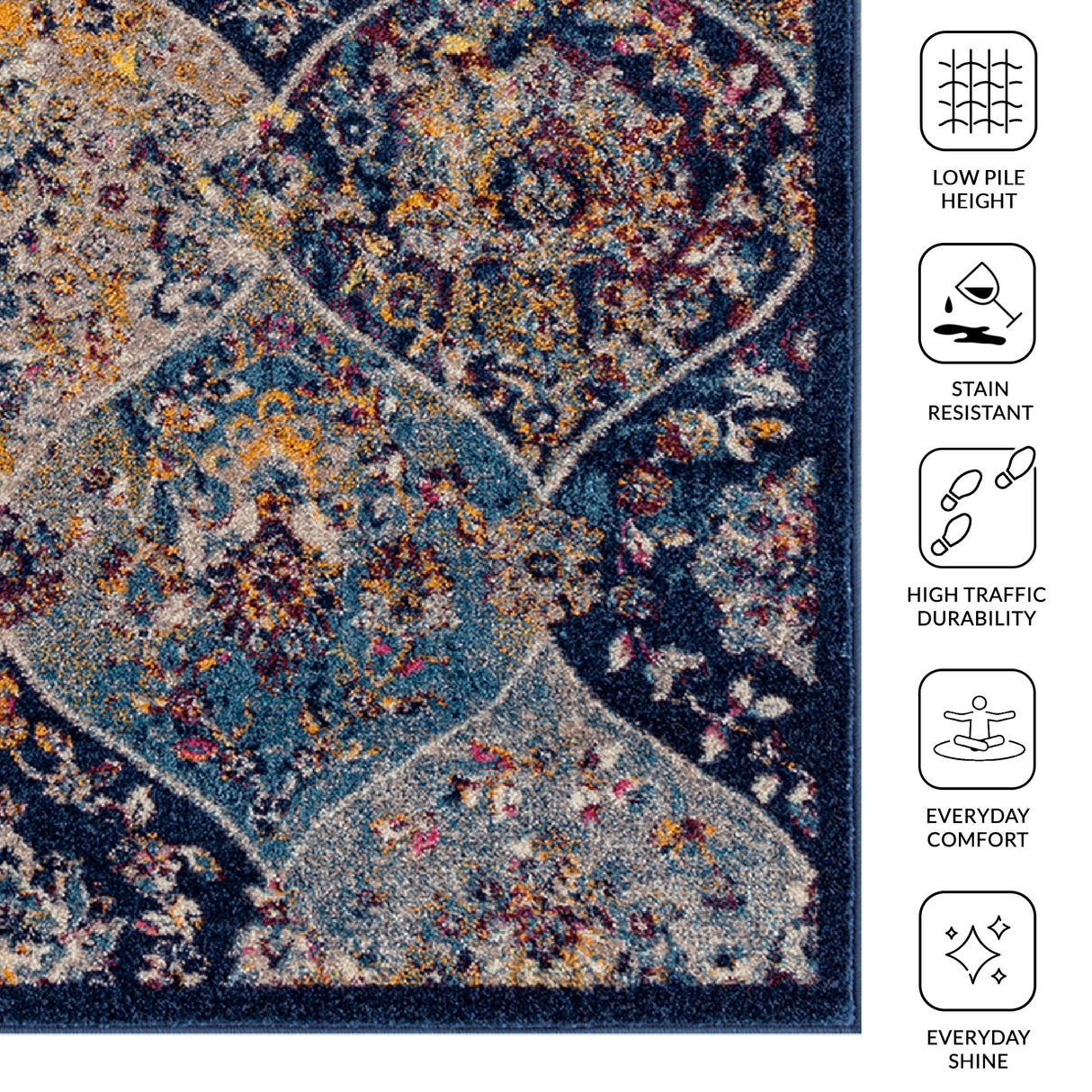 Amer Rugs MAN-40 Manhattan Bohemian Pattern Runner Rug, 2'6" X 7'6" Area Rug