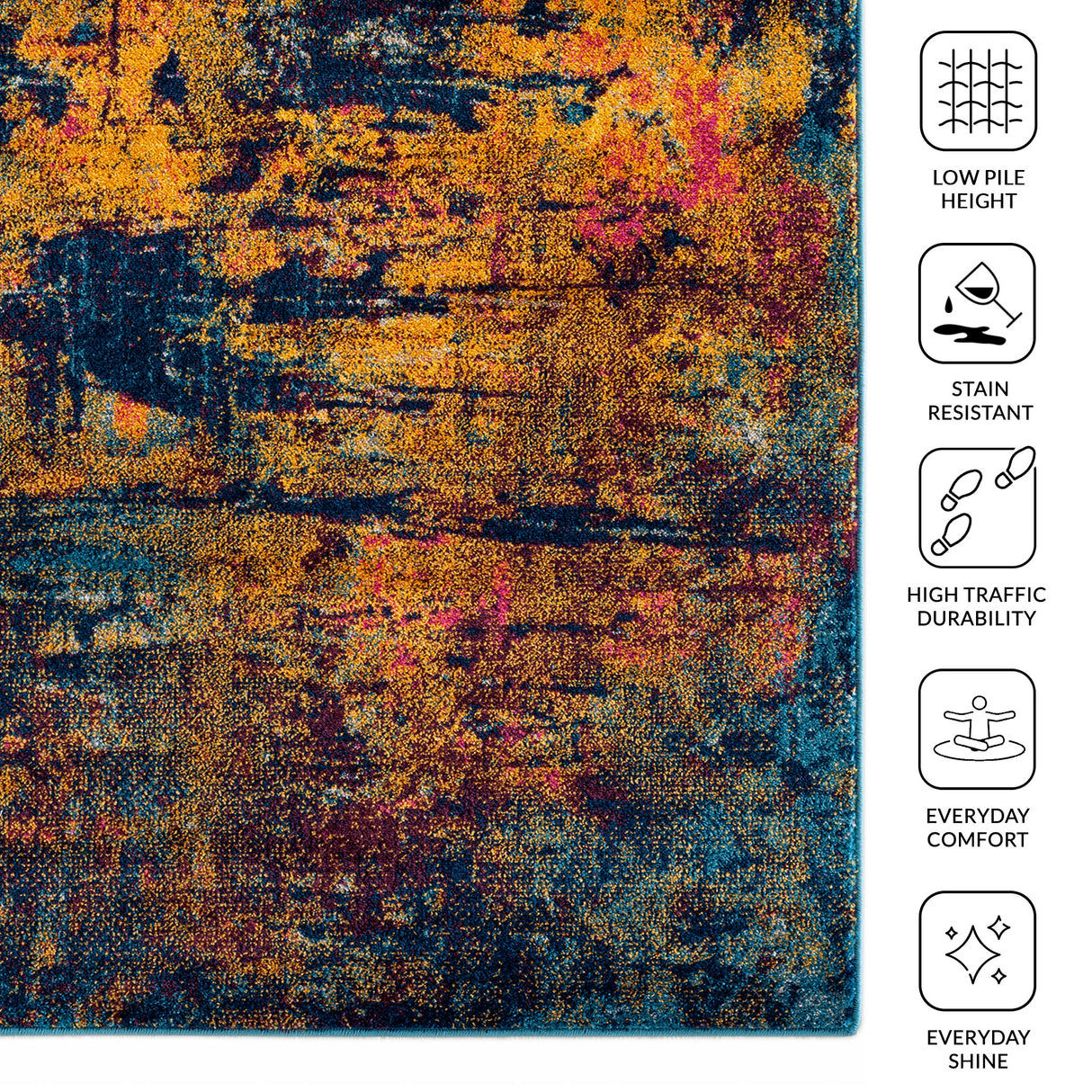 Amer Rugs MAN-41 Manhattan Bohemian Pattern /Blue Runner Rug, 2'6" X 7'6" Area Rug